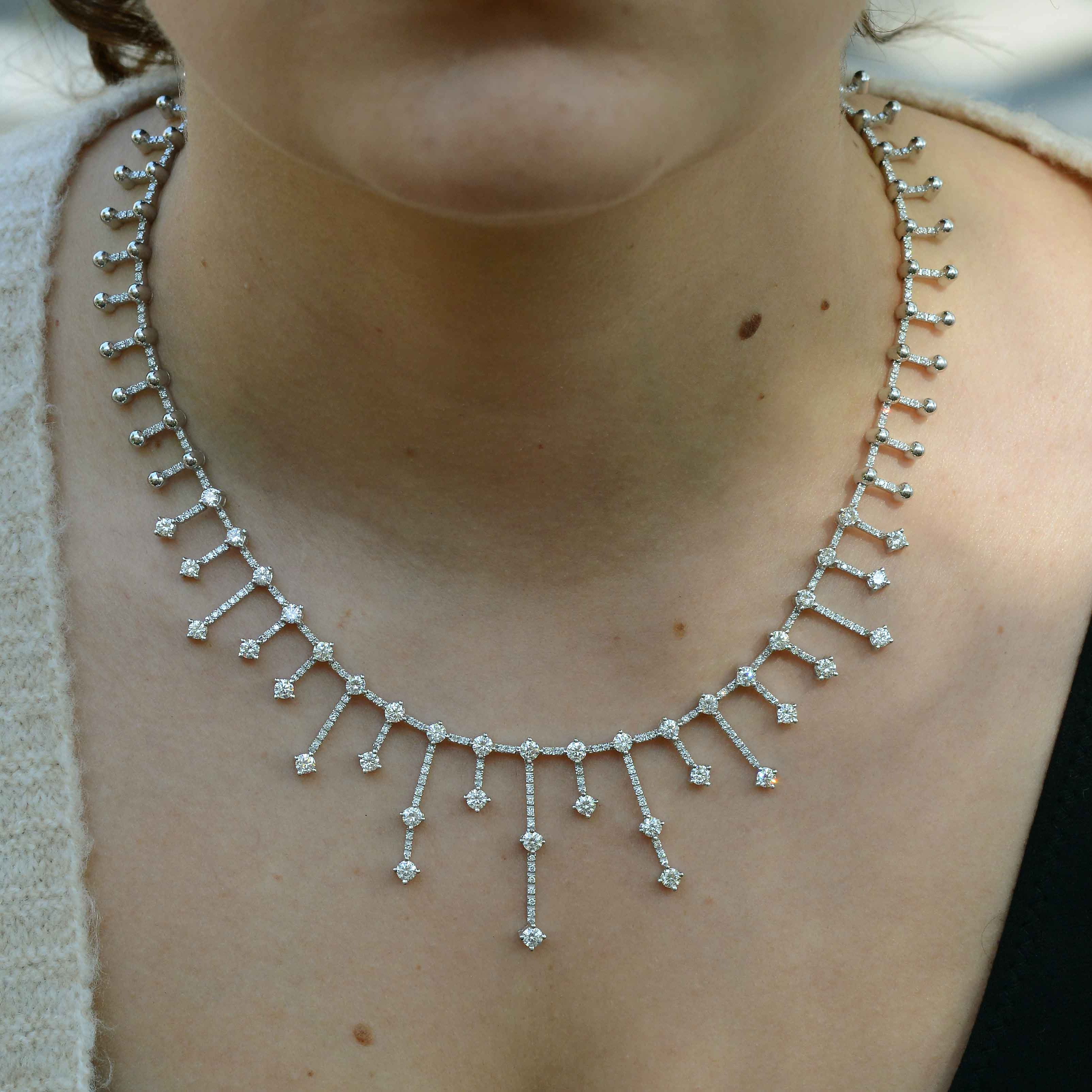 Mid Century Sputnik Starburst Diamond Choker Necklace