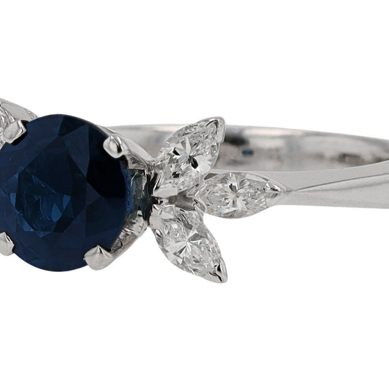 Midcentury Sapphire Diamond Flower Engagement Ring