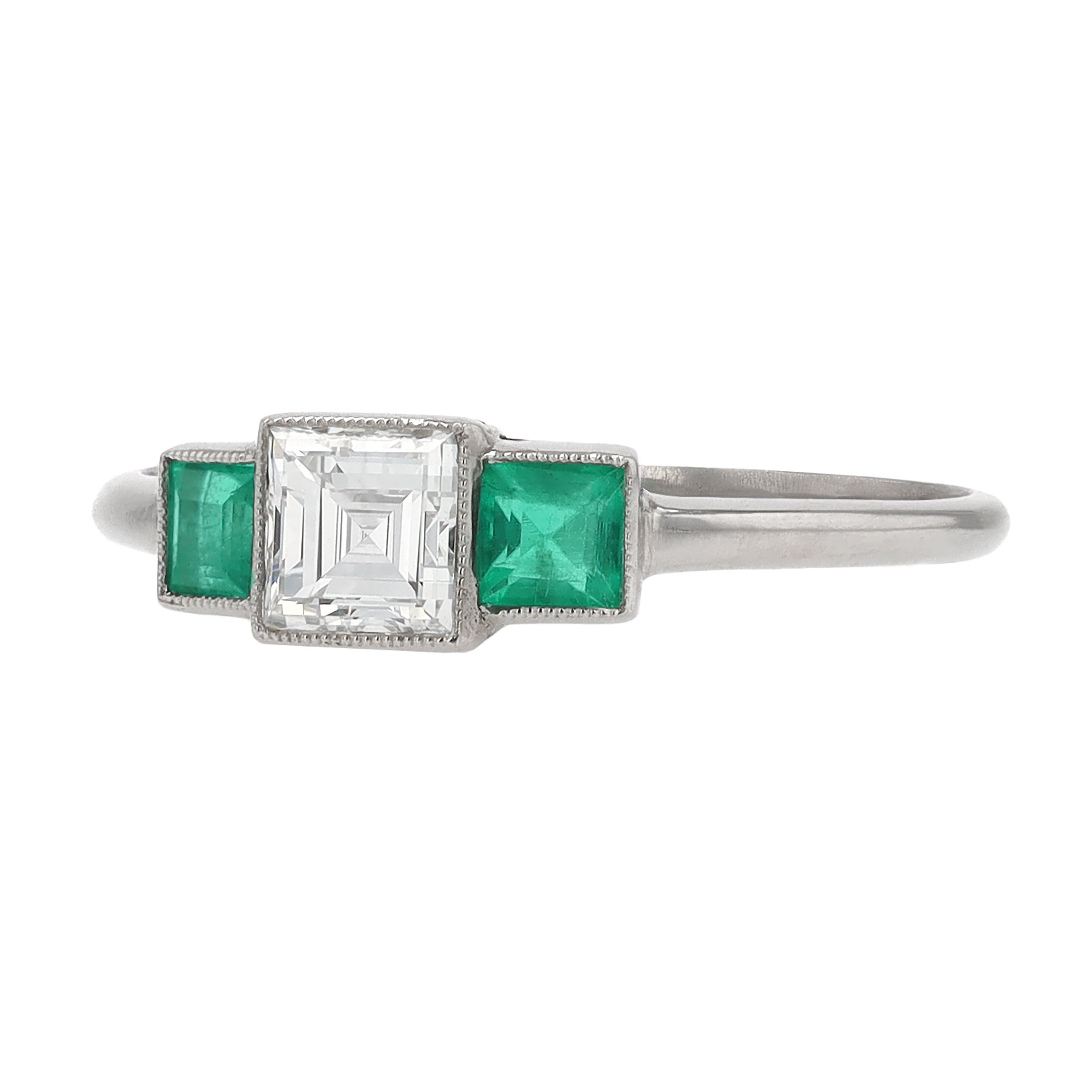 Diamond Emerald Engagement Ring