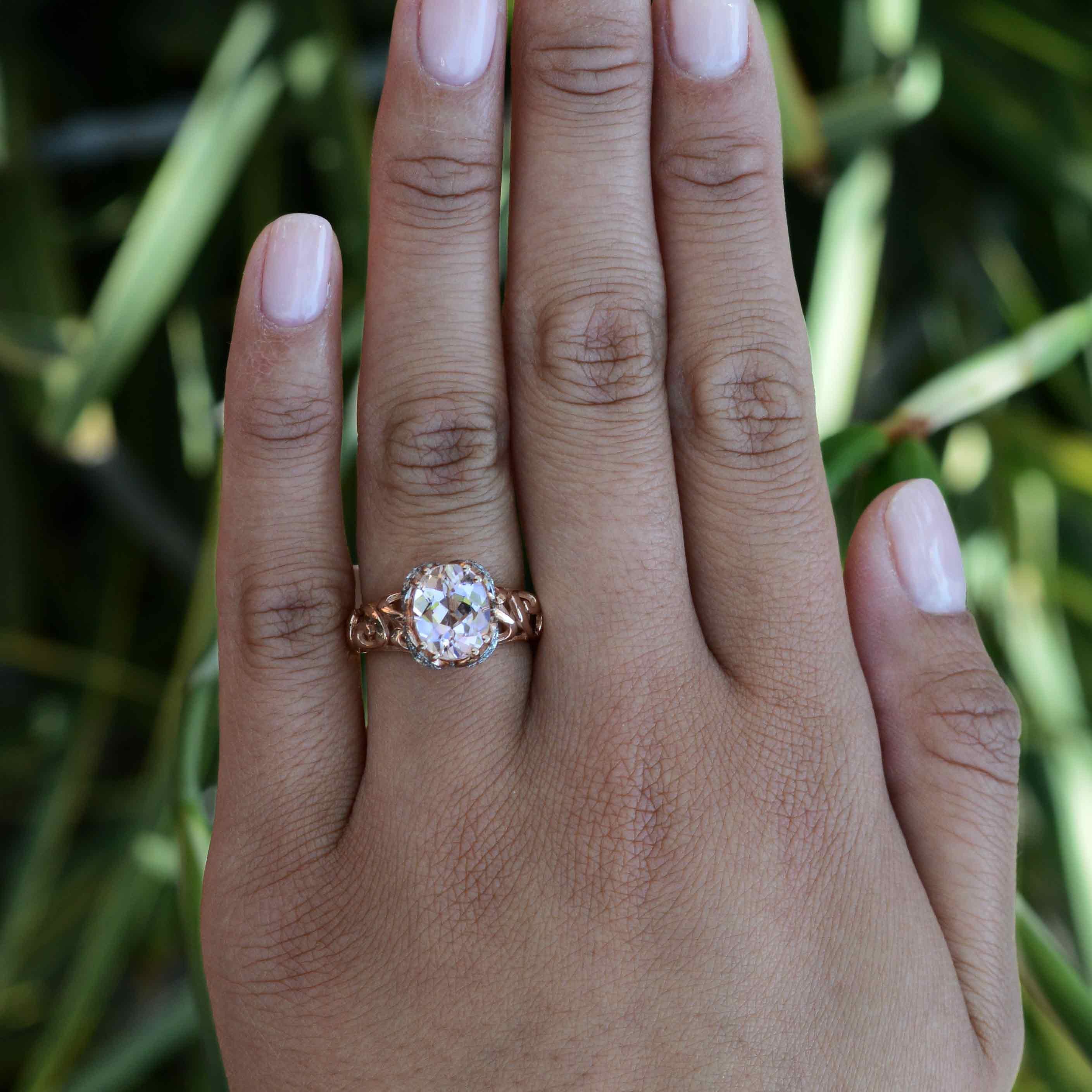Modern Morganite Open Work Rose Gold Cocktail Ring