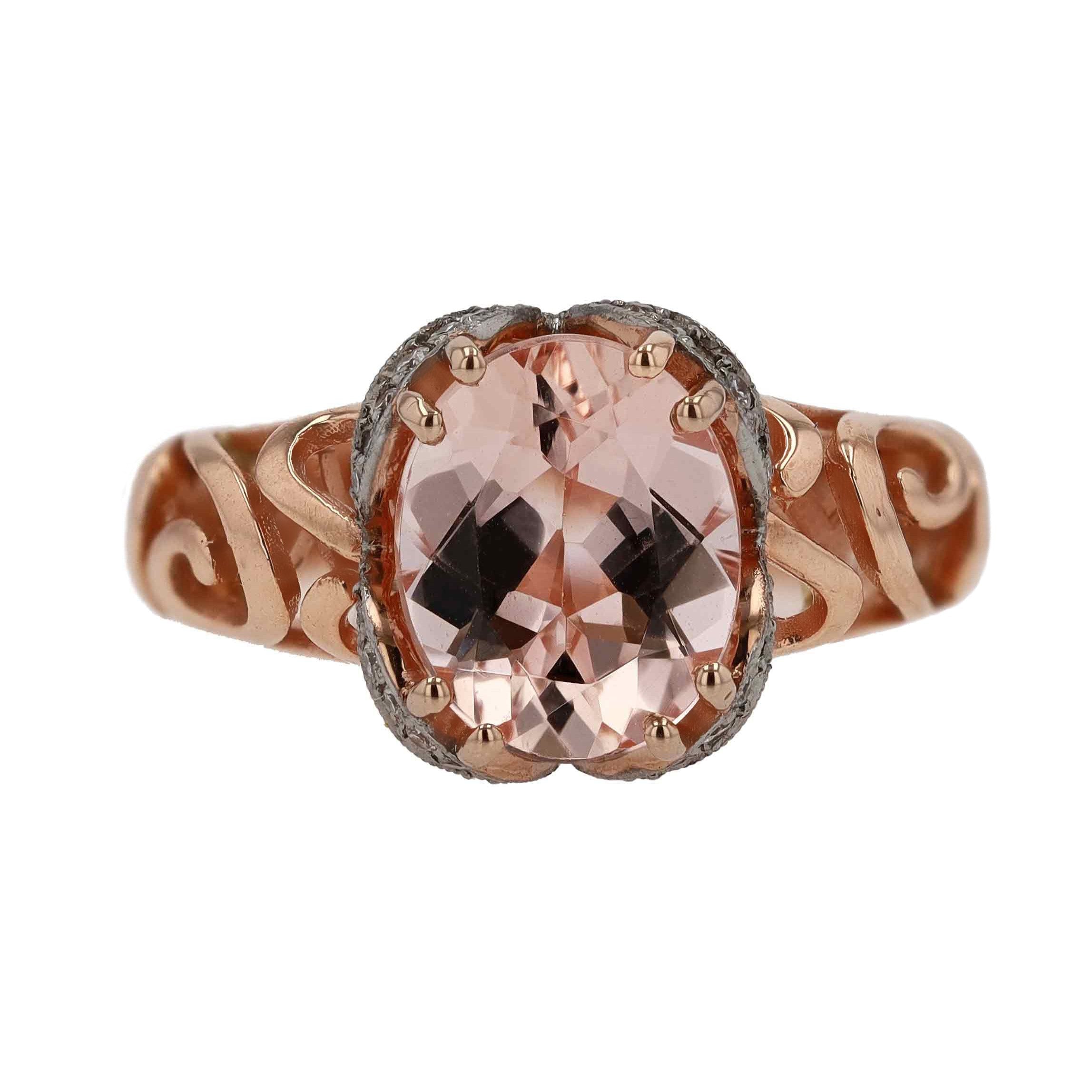 Modern Morganite Open Work Rose Gold Cocktail Ring