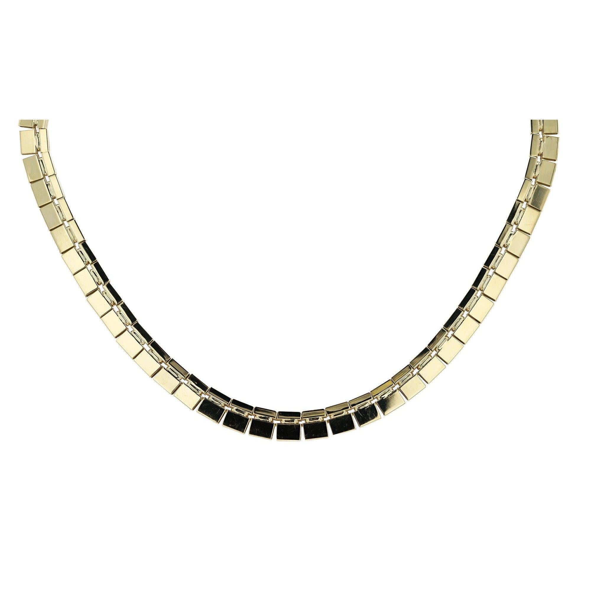 Modernist 1960s Vintage 14k Gold Florentine Link Necklace