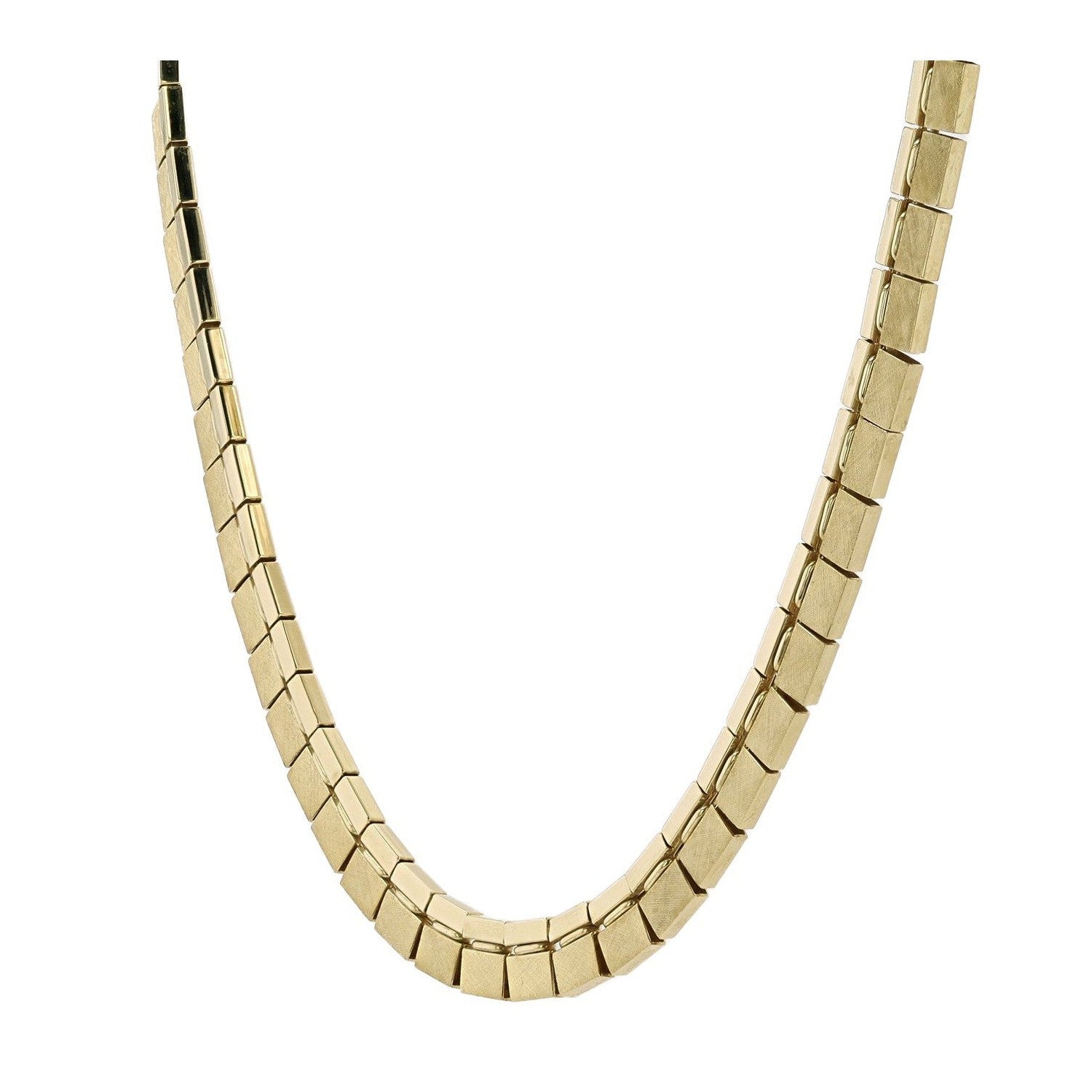 Modernist 1960s Vintage 14k Gold Florentine Link Necklace