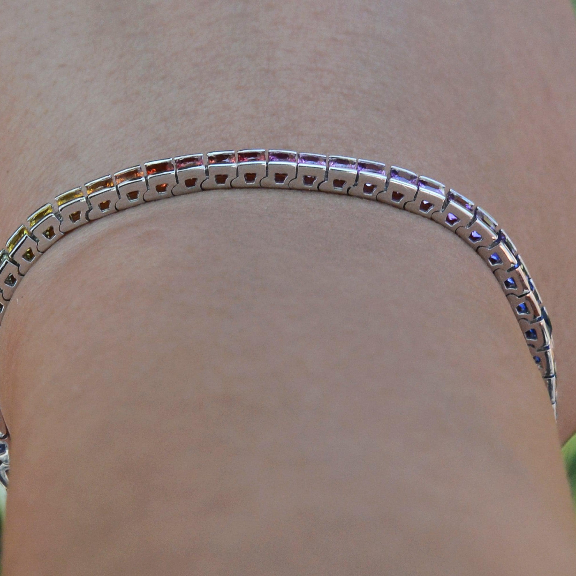 Multi Color 9 Carat Rainbow Sapphire Tennis Bracelet
