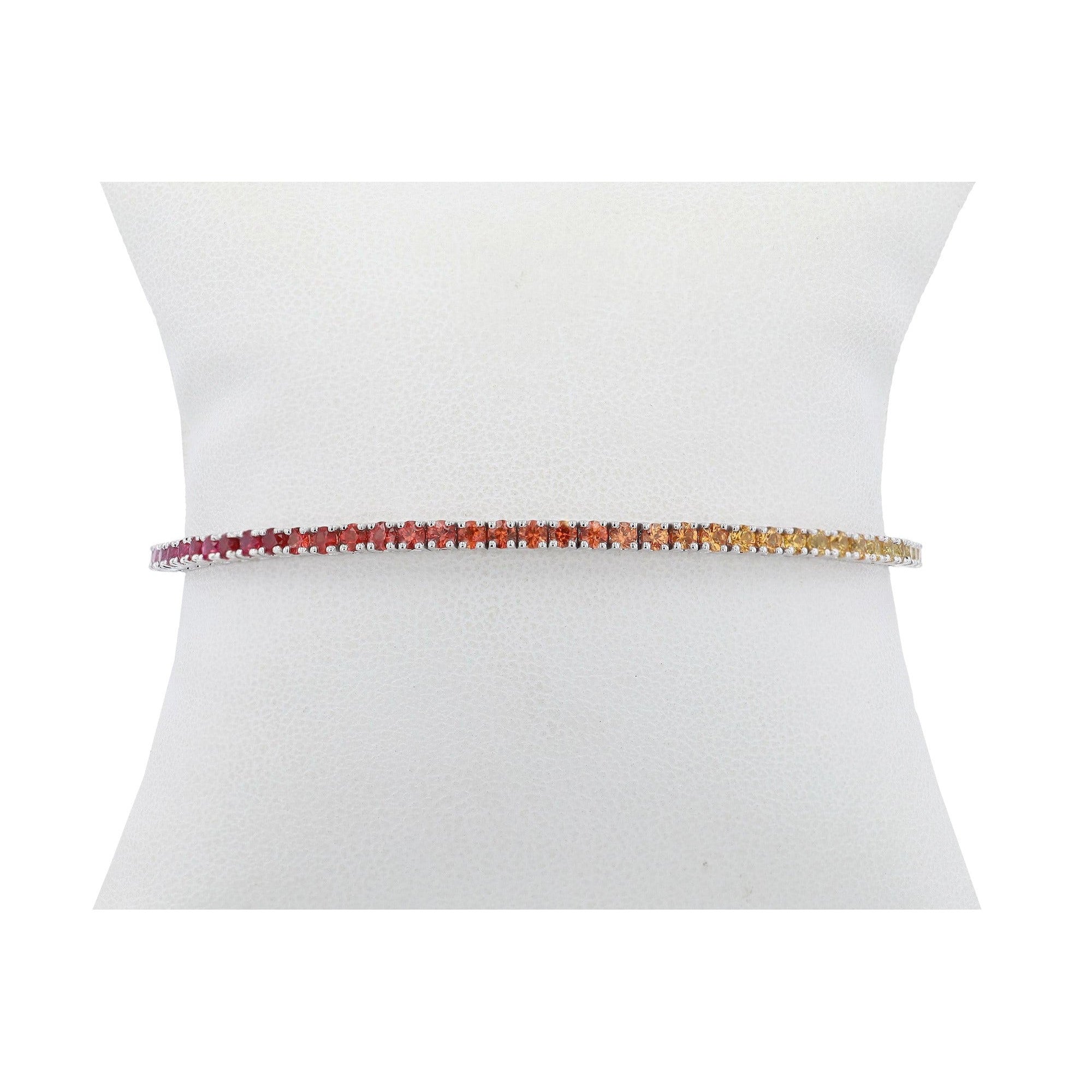 Multi Color Sapphire Rainbow 4.57 Carat Tennis Bracelet