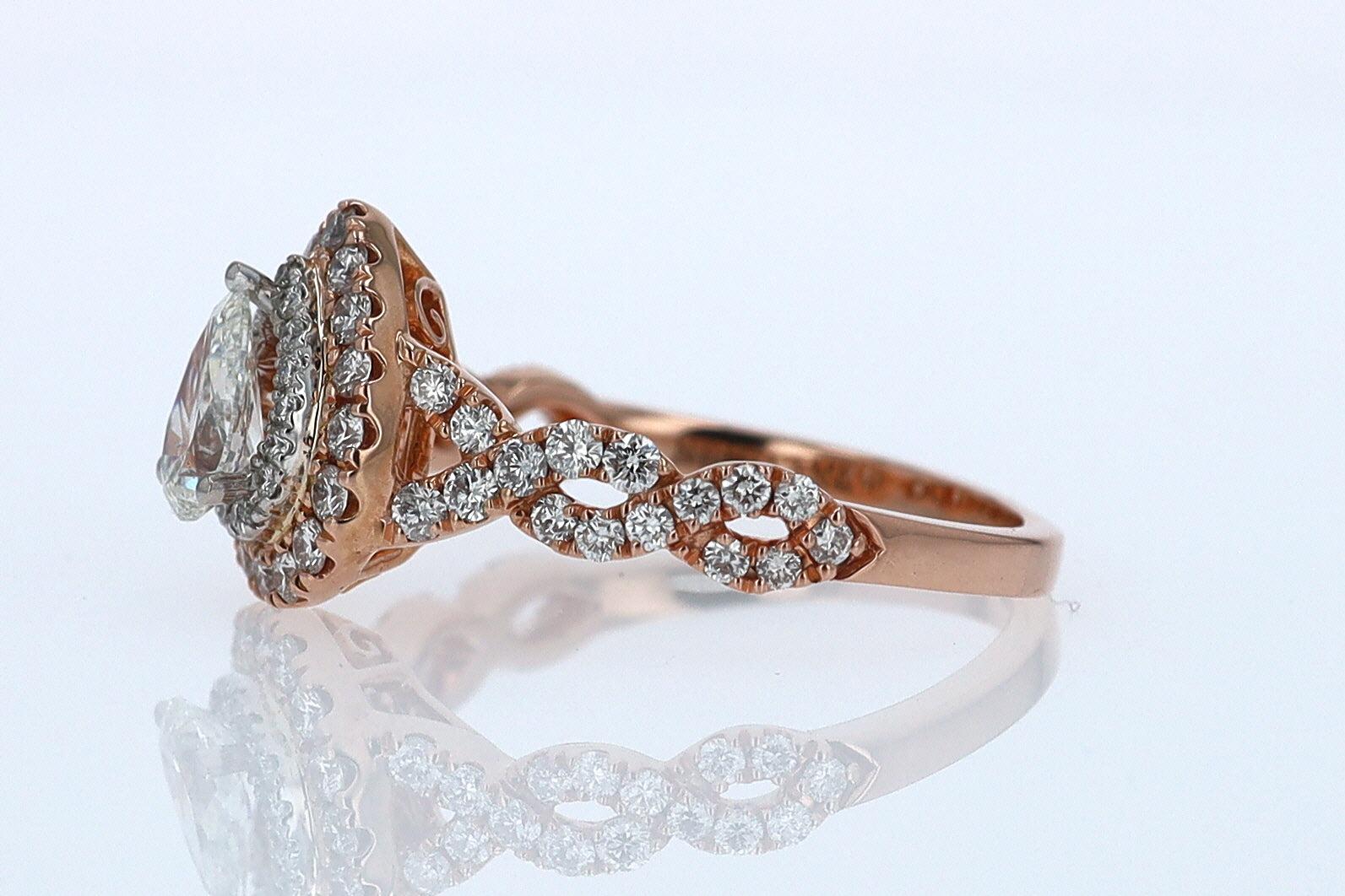 Neil Lane Rose Gold 0.52 Carat Pear Shape Diamond Engagement Ring