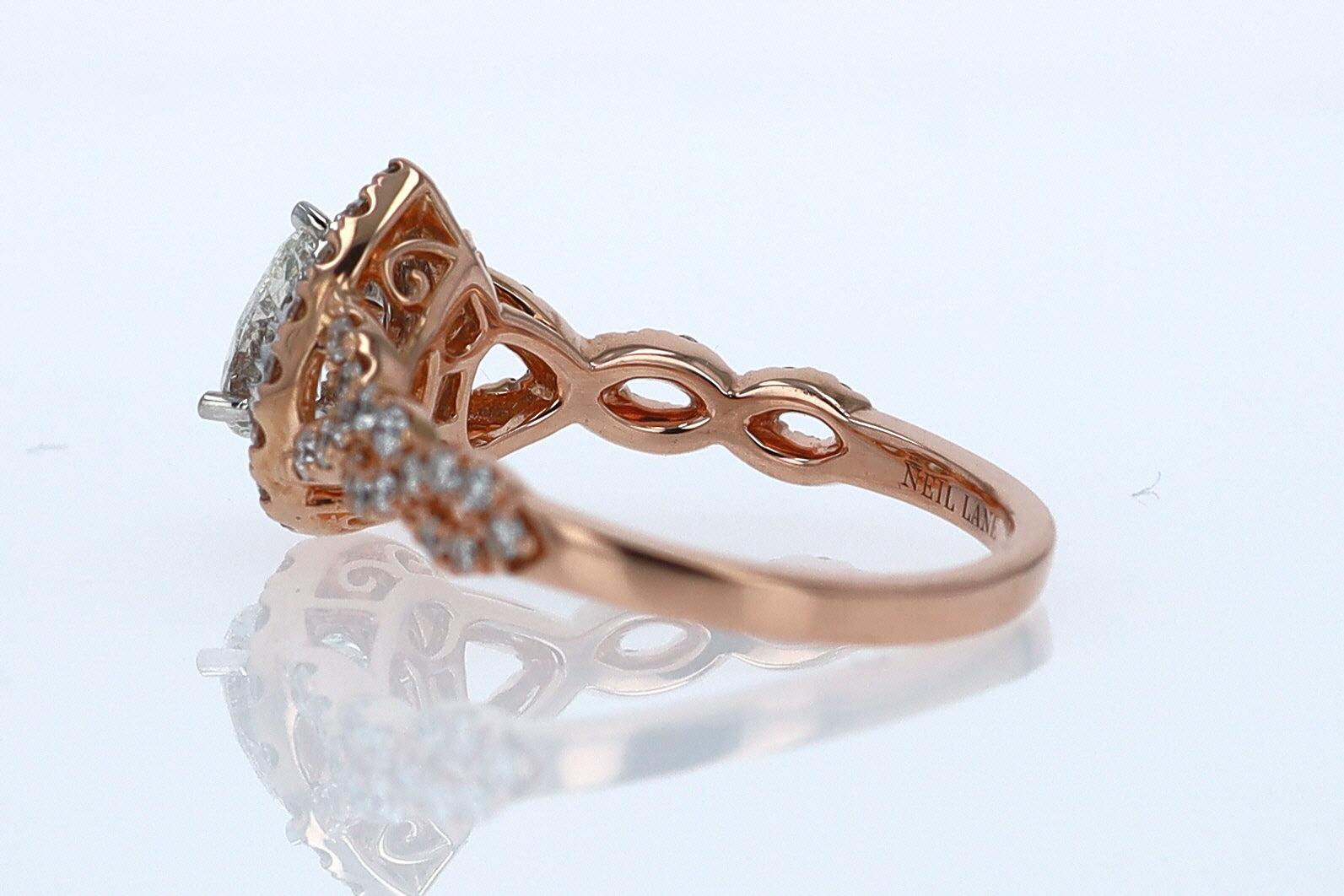 Neil Lane Rose Gold 0.52 Carat Pear Shape Diamond Engagement Ring