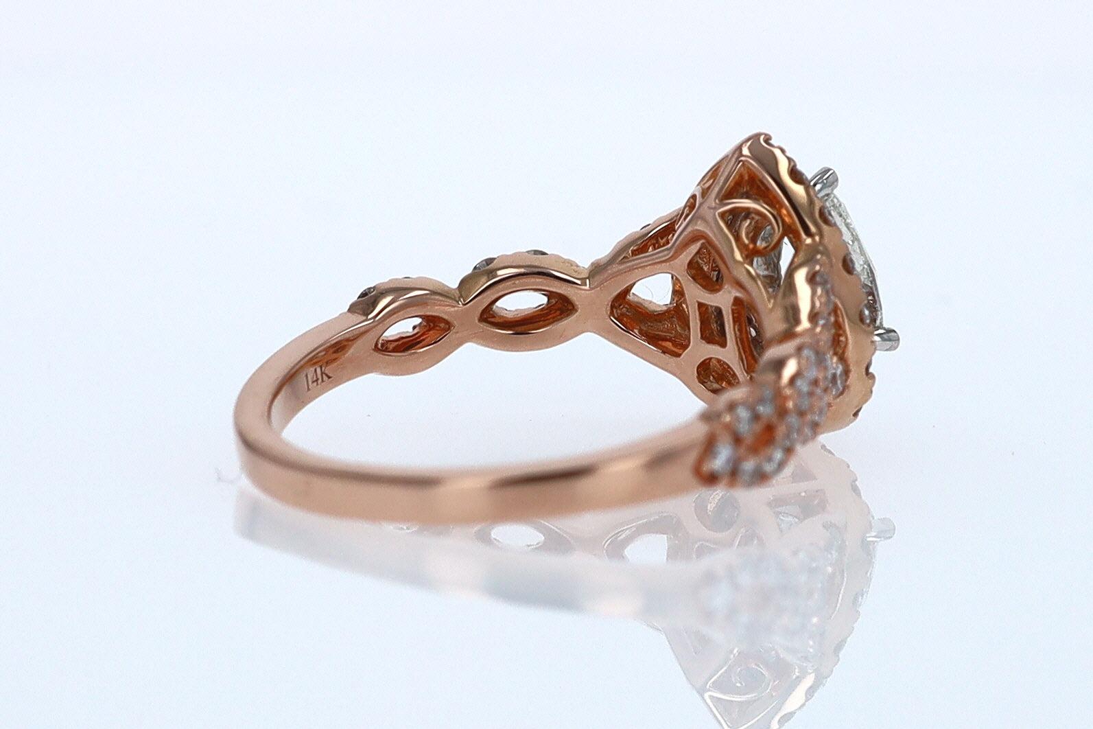 Neil Lane Rose Gold 0.52 Carat Pear Shape Diamond Engagement Ring