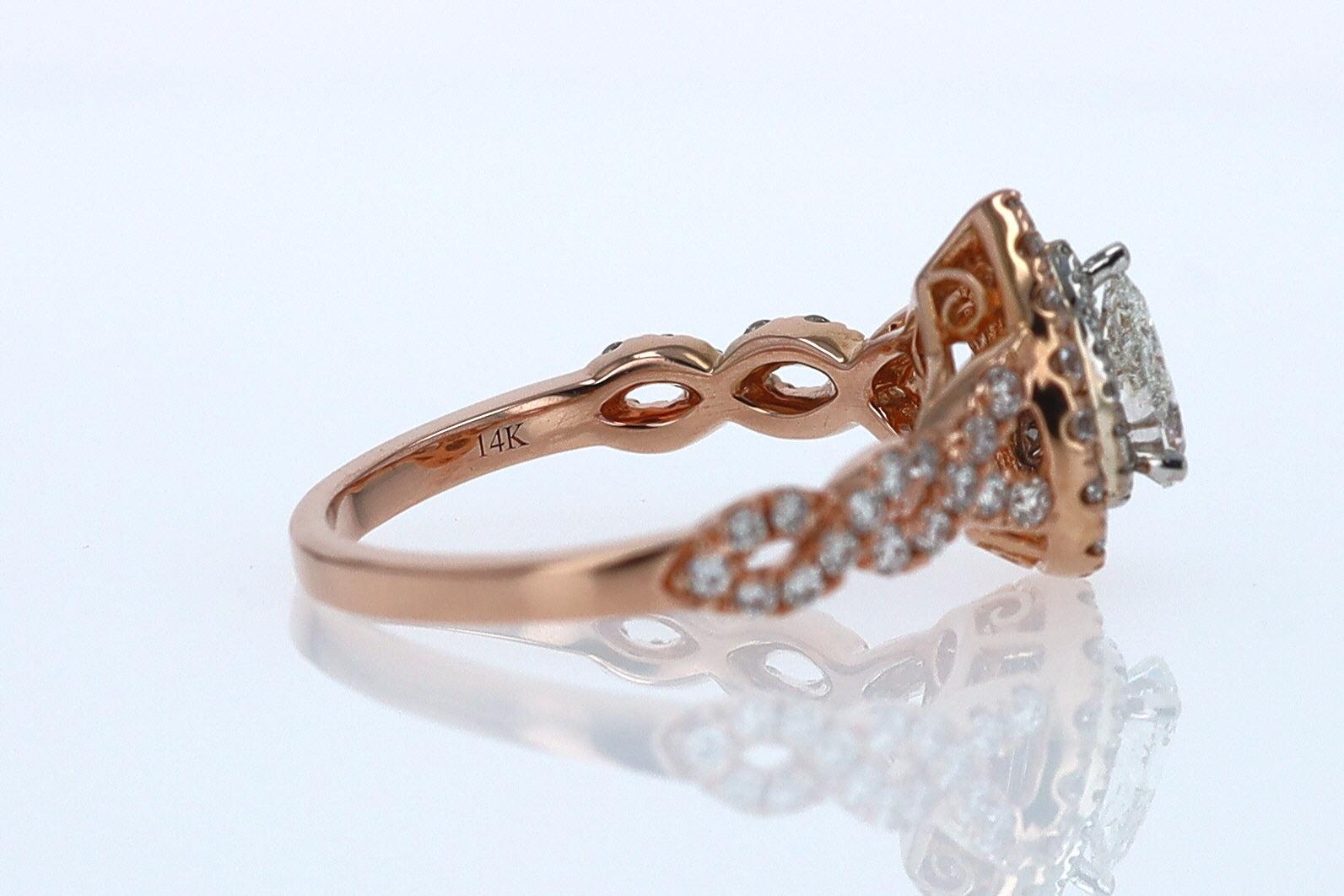 Neil Lane Rose Gold 0.52 Carat Pear Shape Diamond Engagement Ring