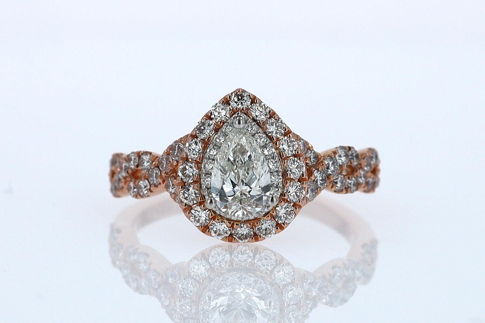 Neil Lane Rose Gold 0.52 Carat Pear Shape Diamond Engagement Ring