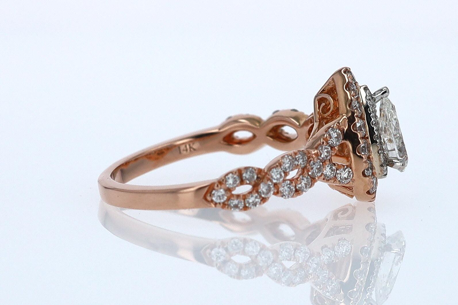 Neil Lane Rose Gold 0.52 Carat Pear Shape Diamond Engagement Ring