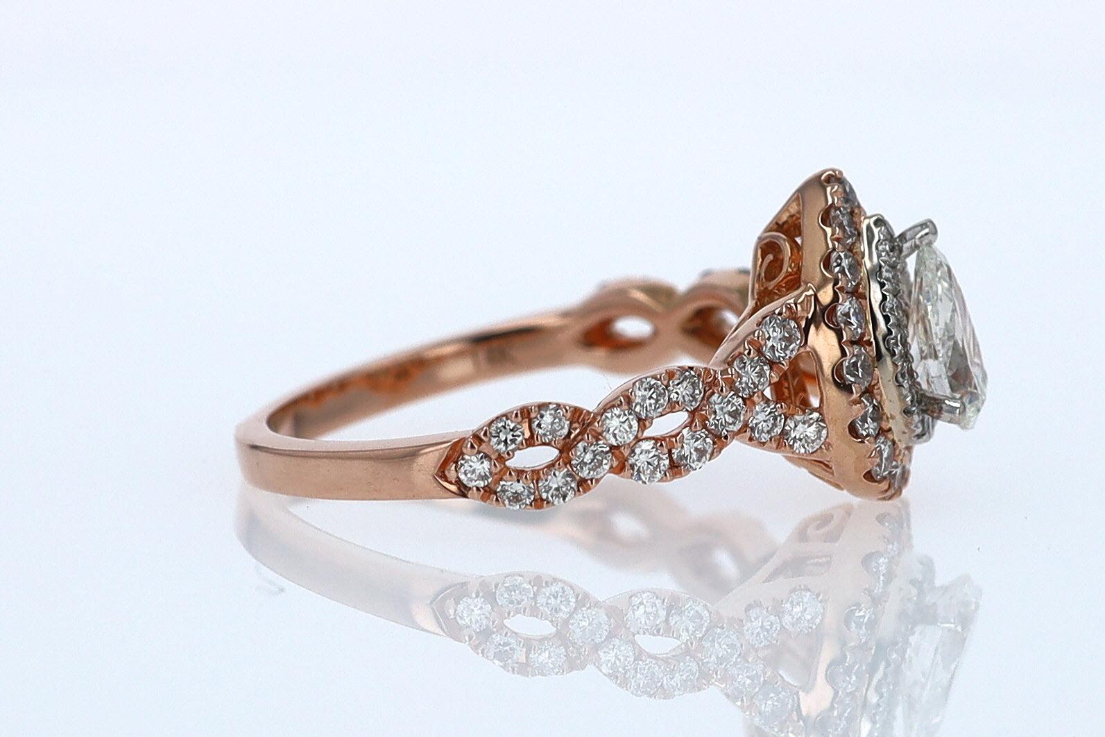 Neil Lane Rose Gold 0.52 Carat Pear Shape Diamond Engagement Ring