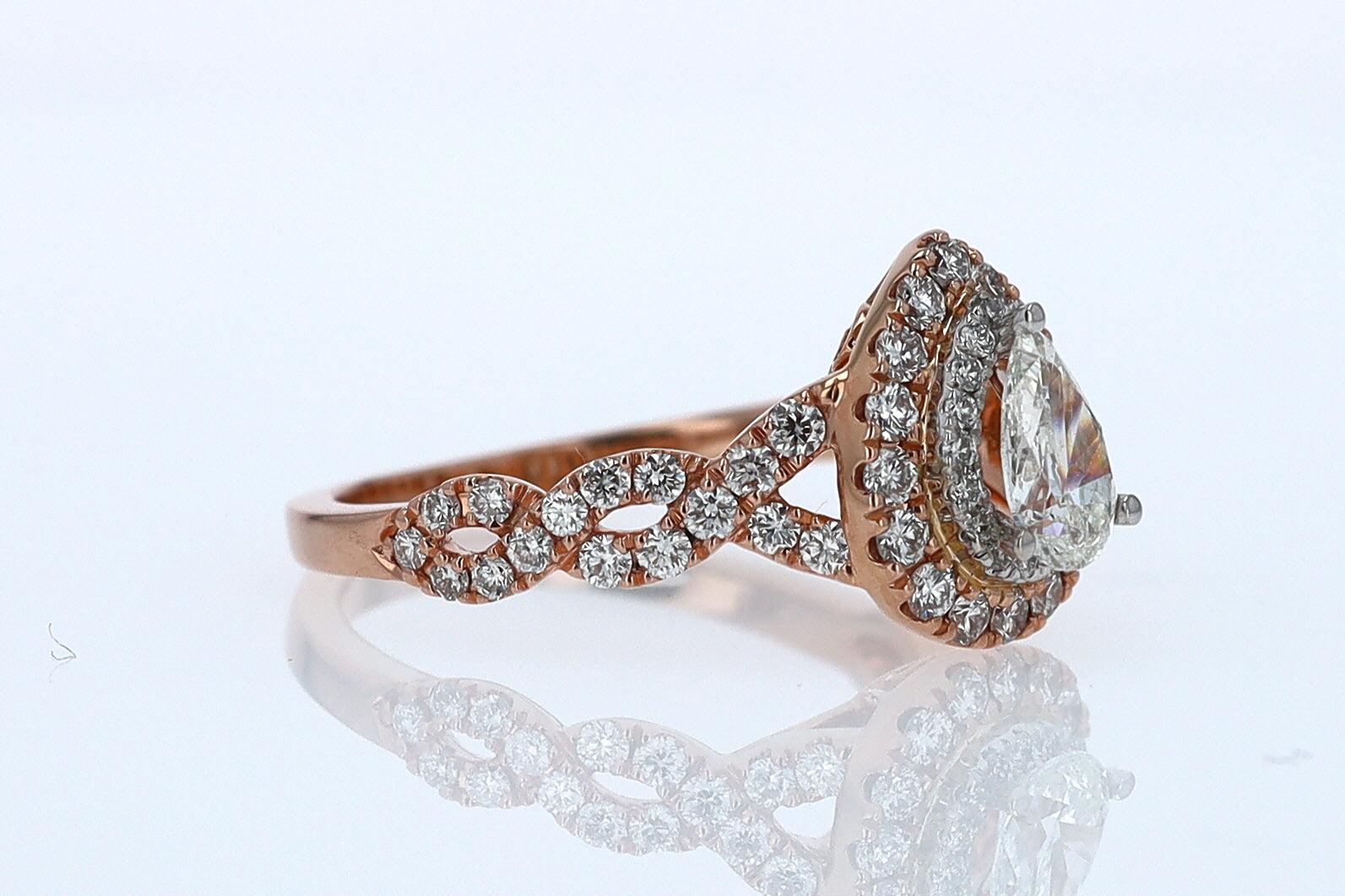 Neil Lane Rose Gold 0.52 Carat Pear Shape Diamond Engagement Ring