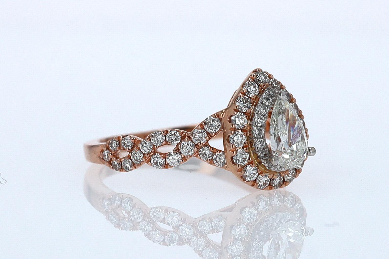 Neil Lane Rose Gold 0.52 Carat Pear Shape Diamond Engagement Ring