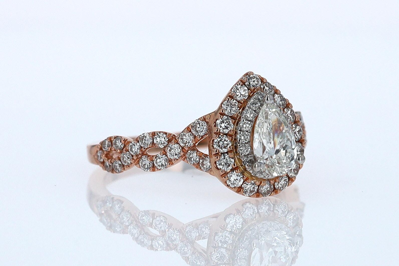 Neil Lane Rose Gold 0.52 Carat Pear Shape Diamond Engagement Ring