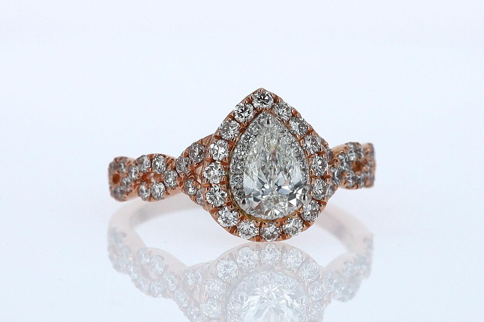 Neil Lane Rose Gold 0.52 Carat Pear Shape Diamond Engagement Ring