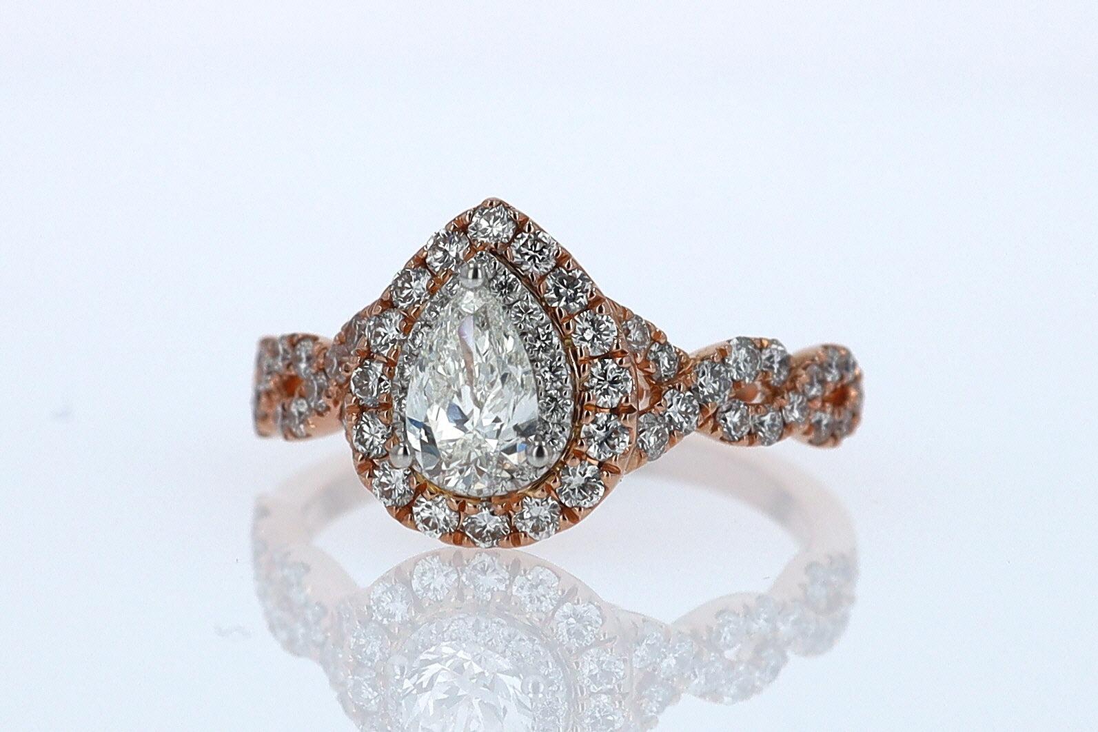 Neil Lane Rose Gold 0.52 Carat Pear Shape Diamond Engagement Ring