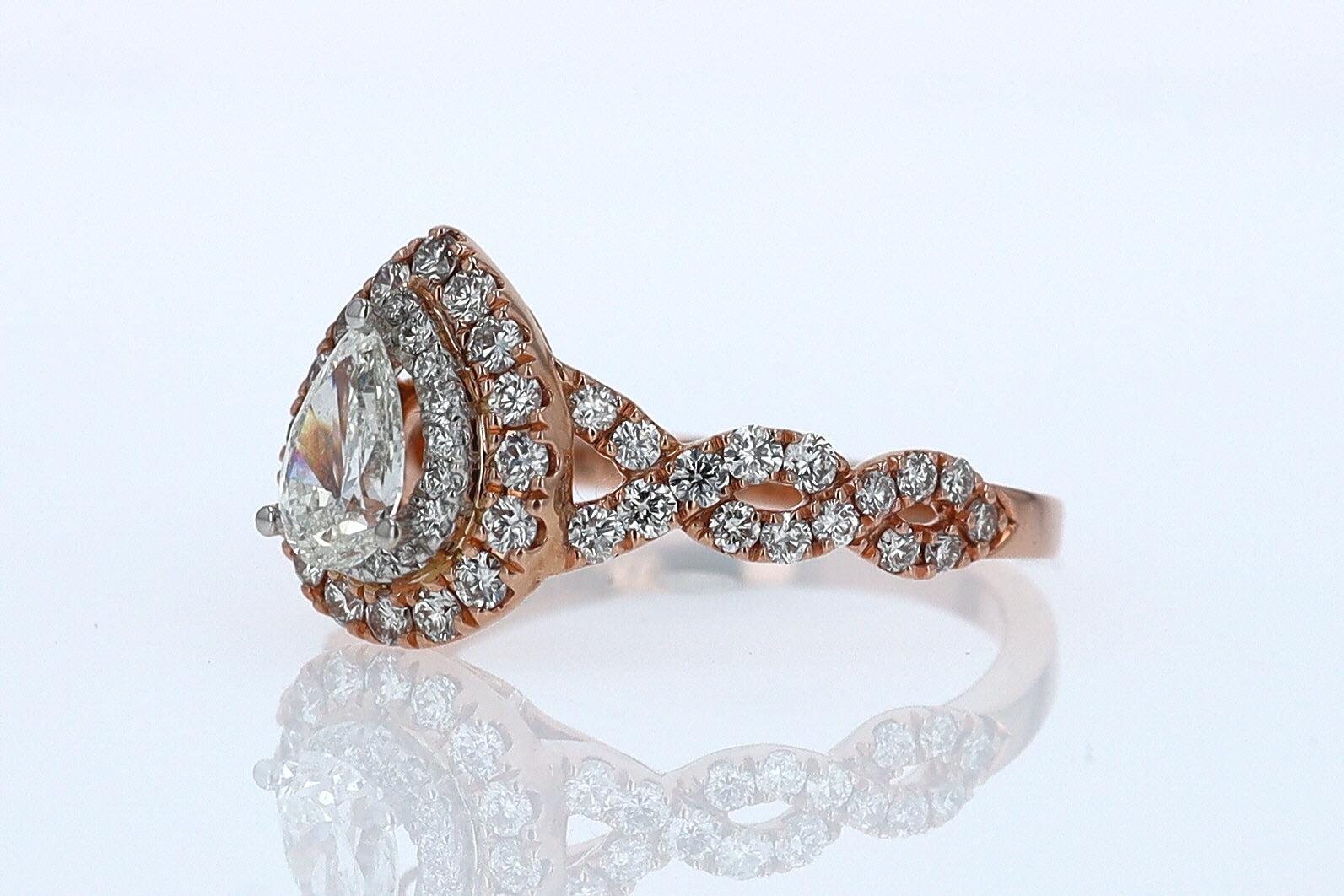 Neil Lane Rose Gold 0.52 Carat Pear Shape Diamond Engagement Ring