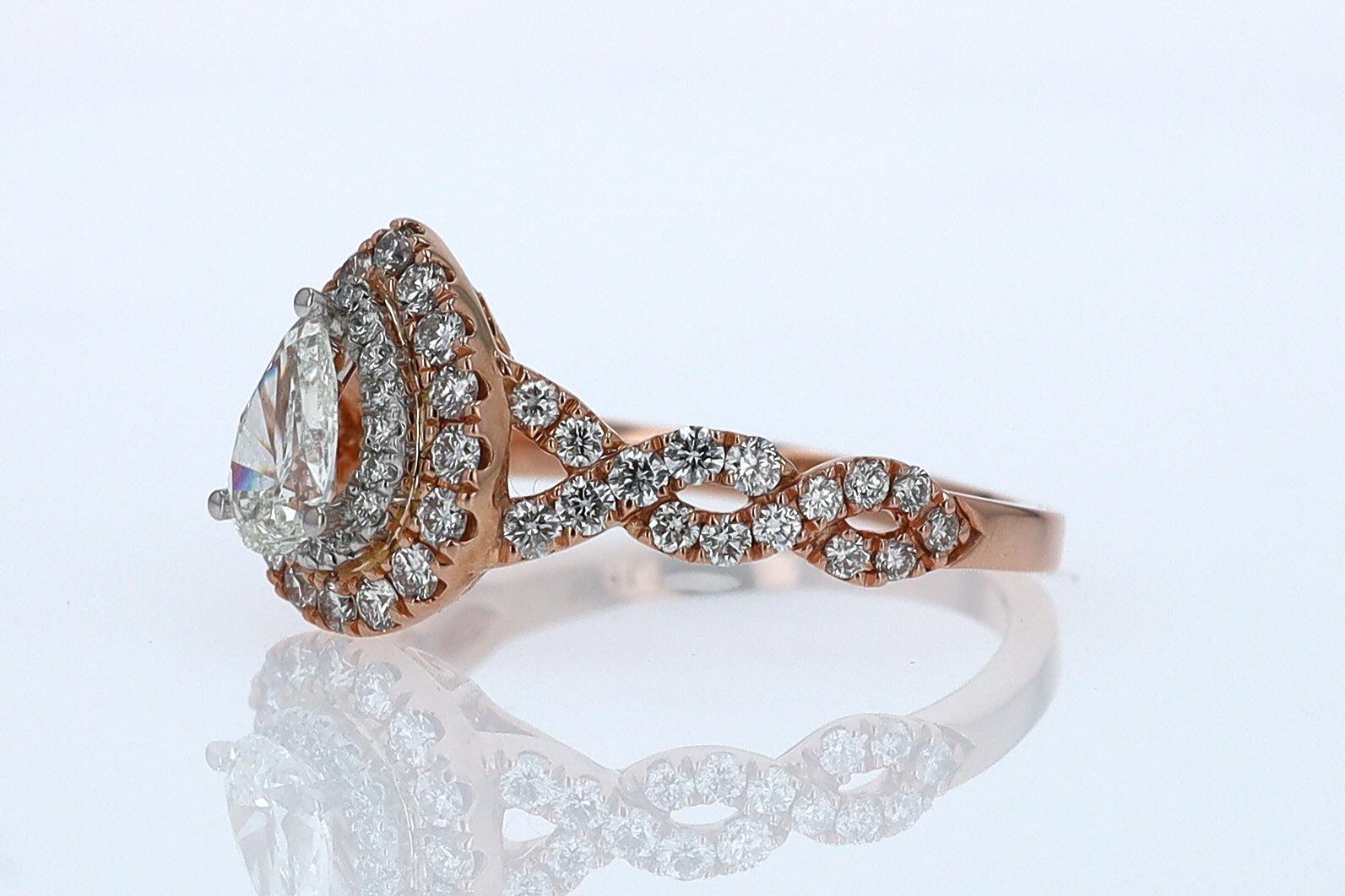 Neil Lane Rose Gold 0.52 Carat Pear Shape Diamond Engagement Ring