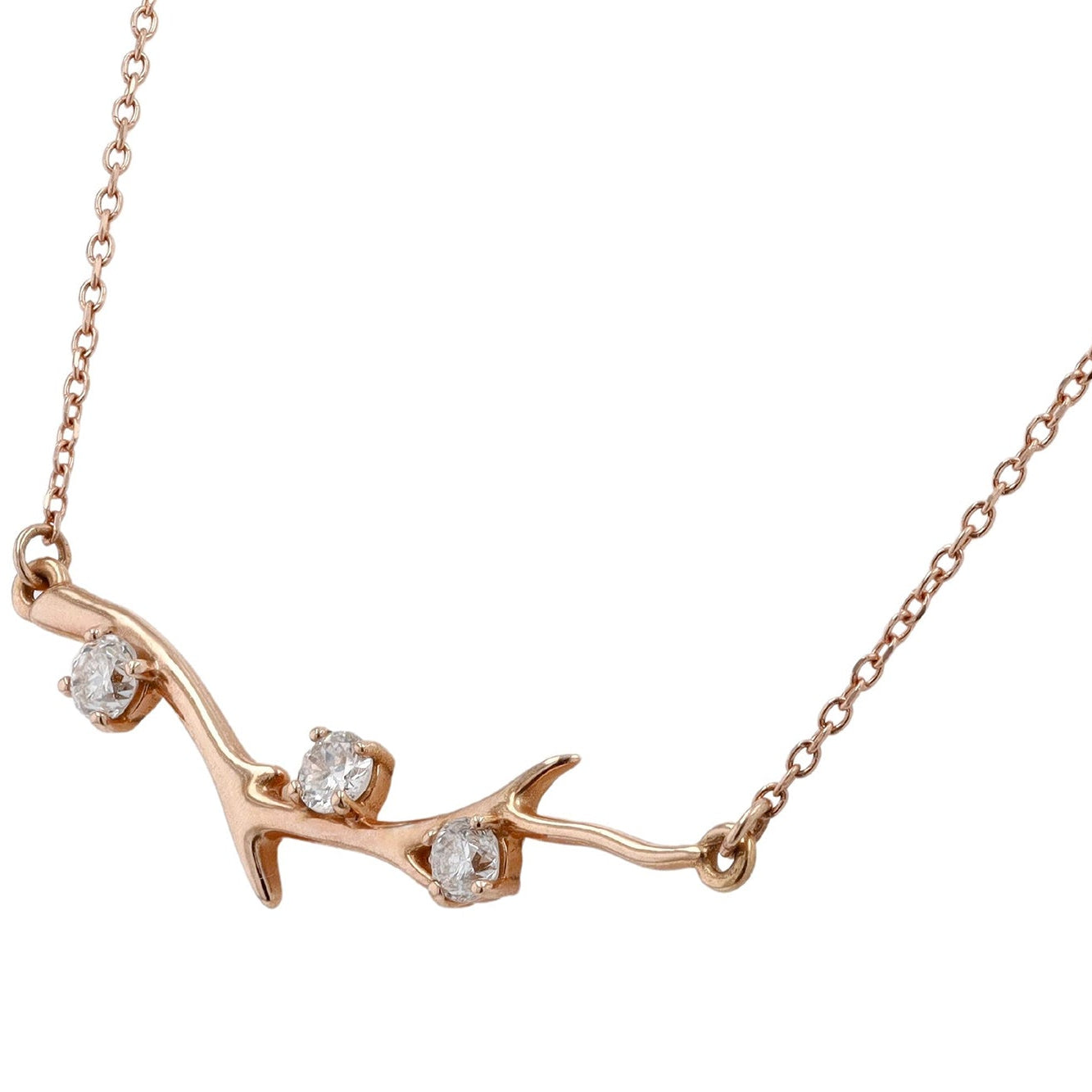 New 14k Rose Gold Diamond Branch Necklace