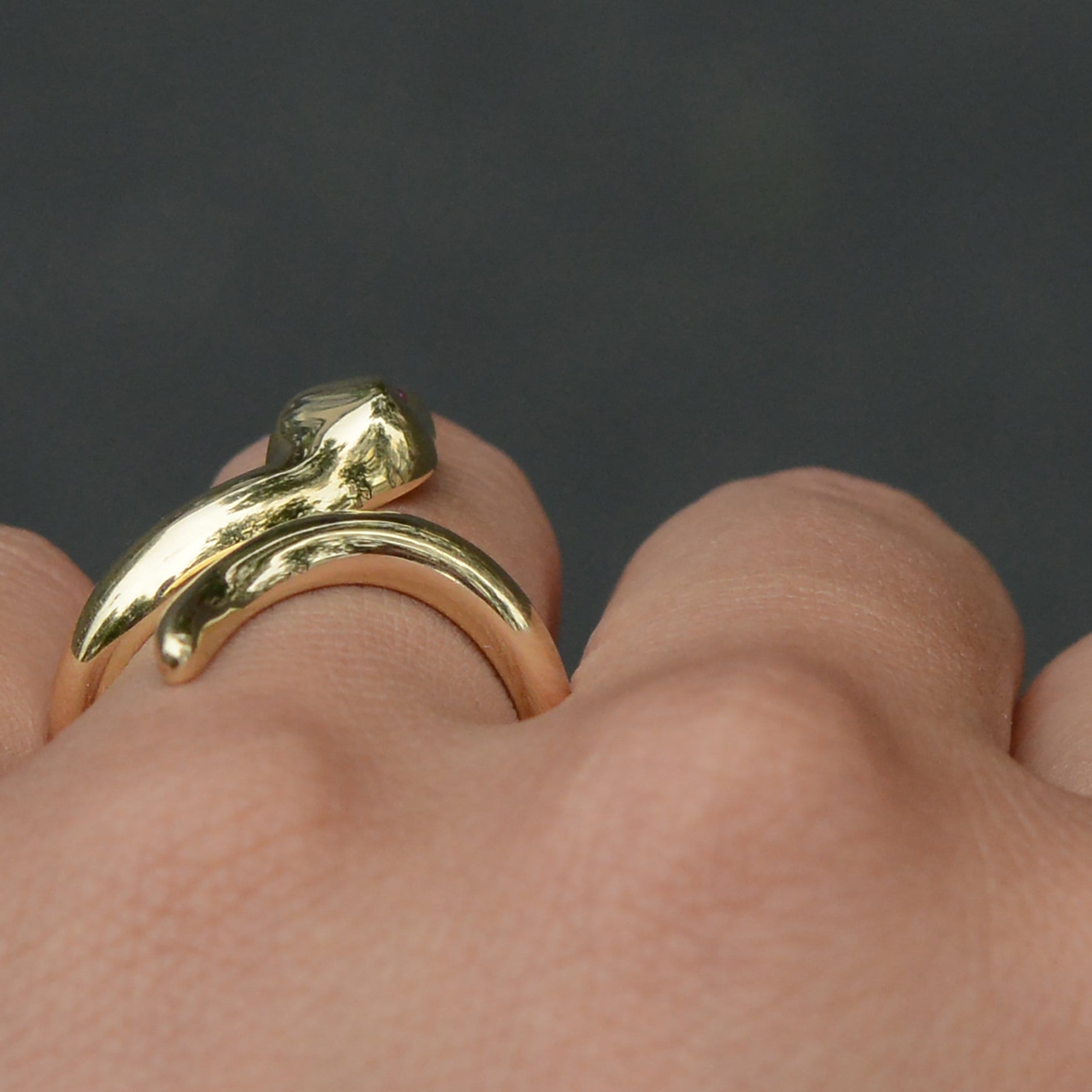New Italian 14KT Yellow Gold Serpent Ring