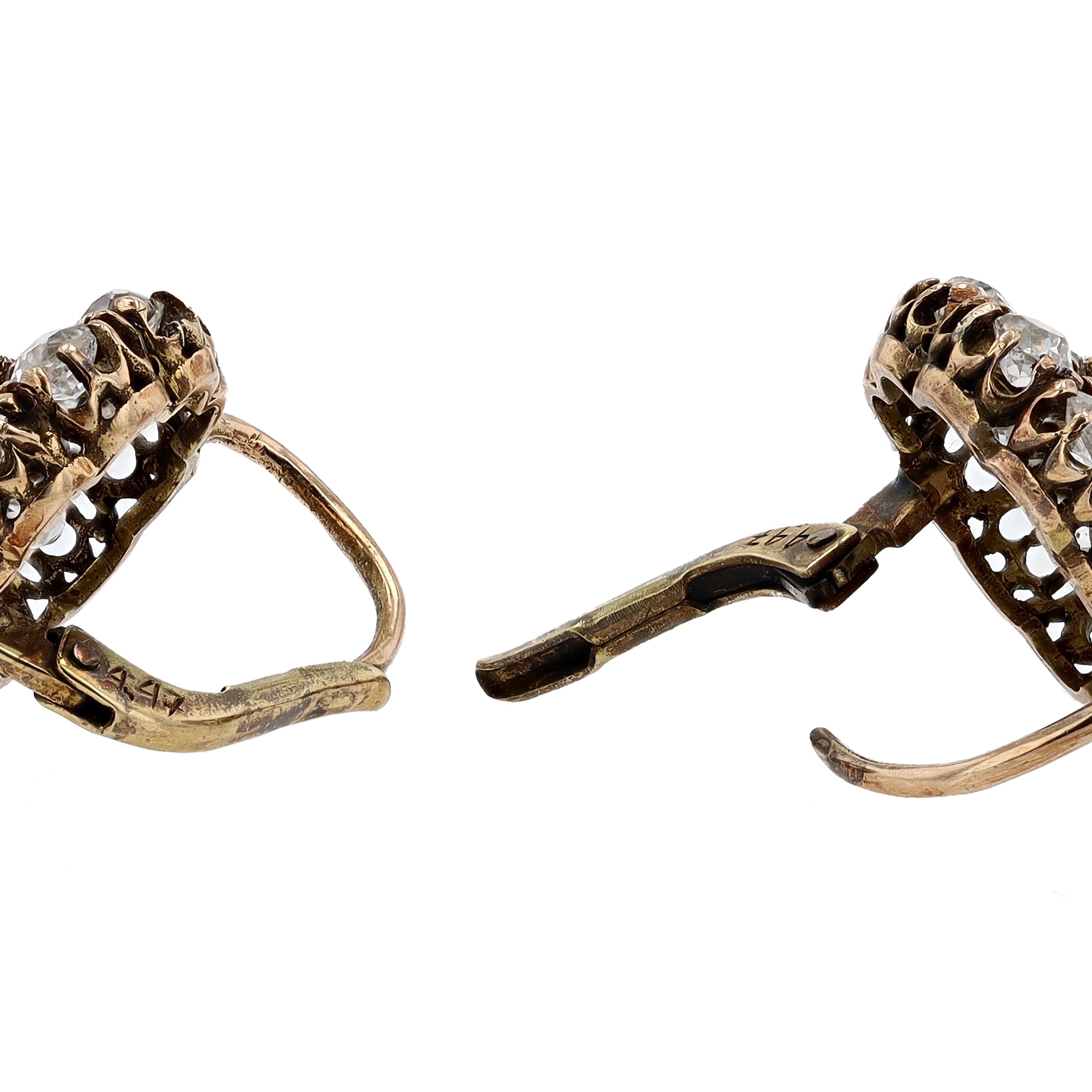 Outstanding Victorian 5 1/2 Carat Old Mine Diamond Earrings