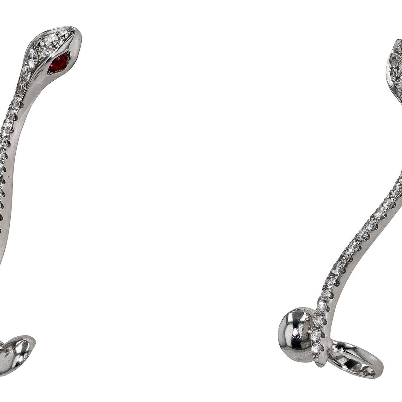 Pave' Diamond Ruby Snake Climber Earrings