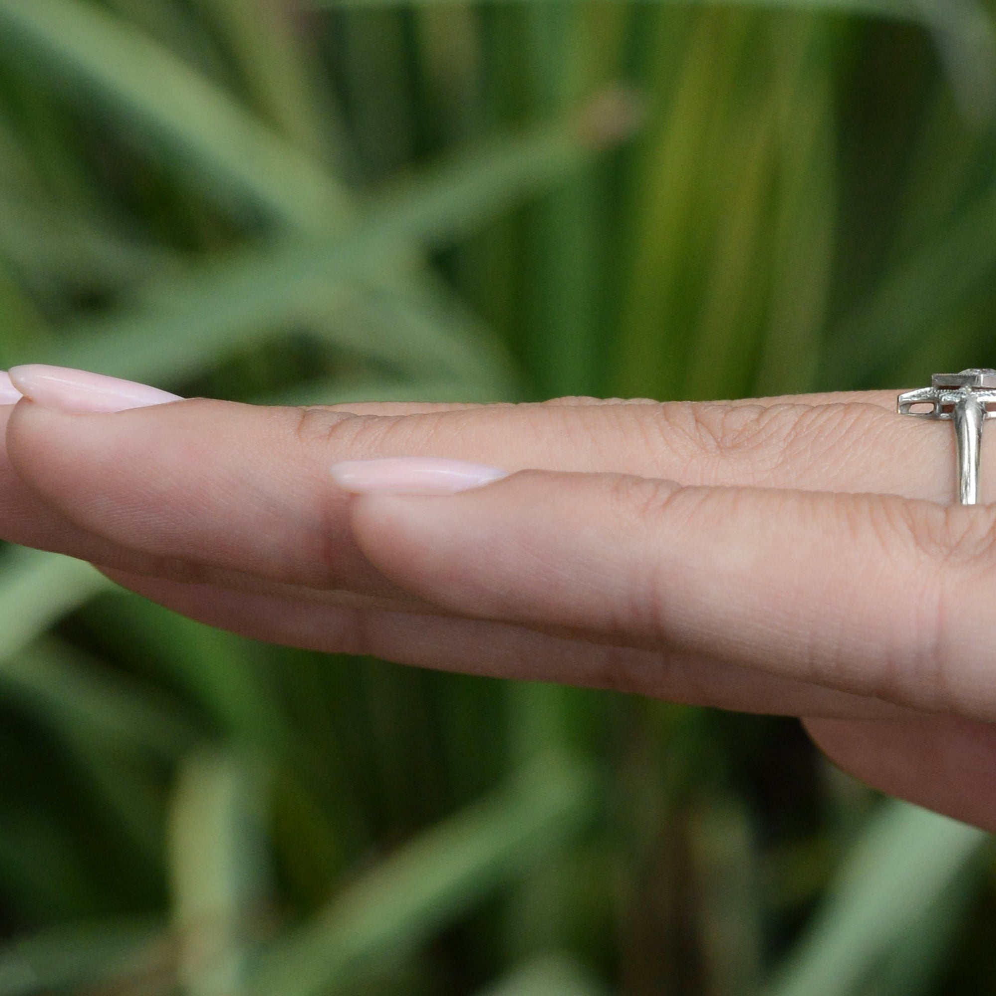 Petite Antique Old Mine Cut Diamond Art Deco Engagement Ring