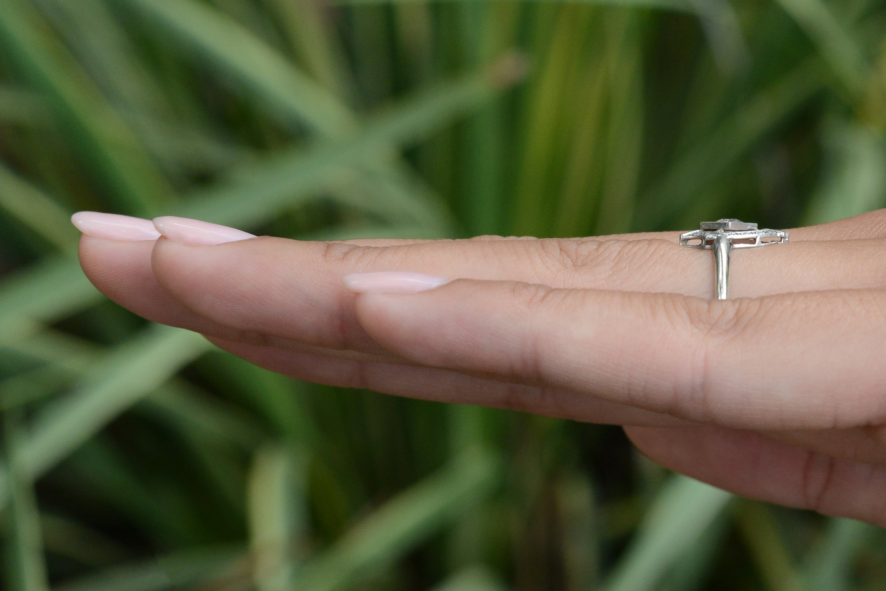 Petite Antique Old Mine Cut Diamond Art Deco Engagement Ring