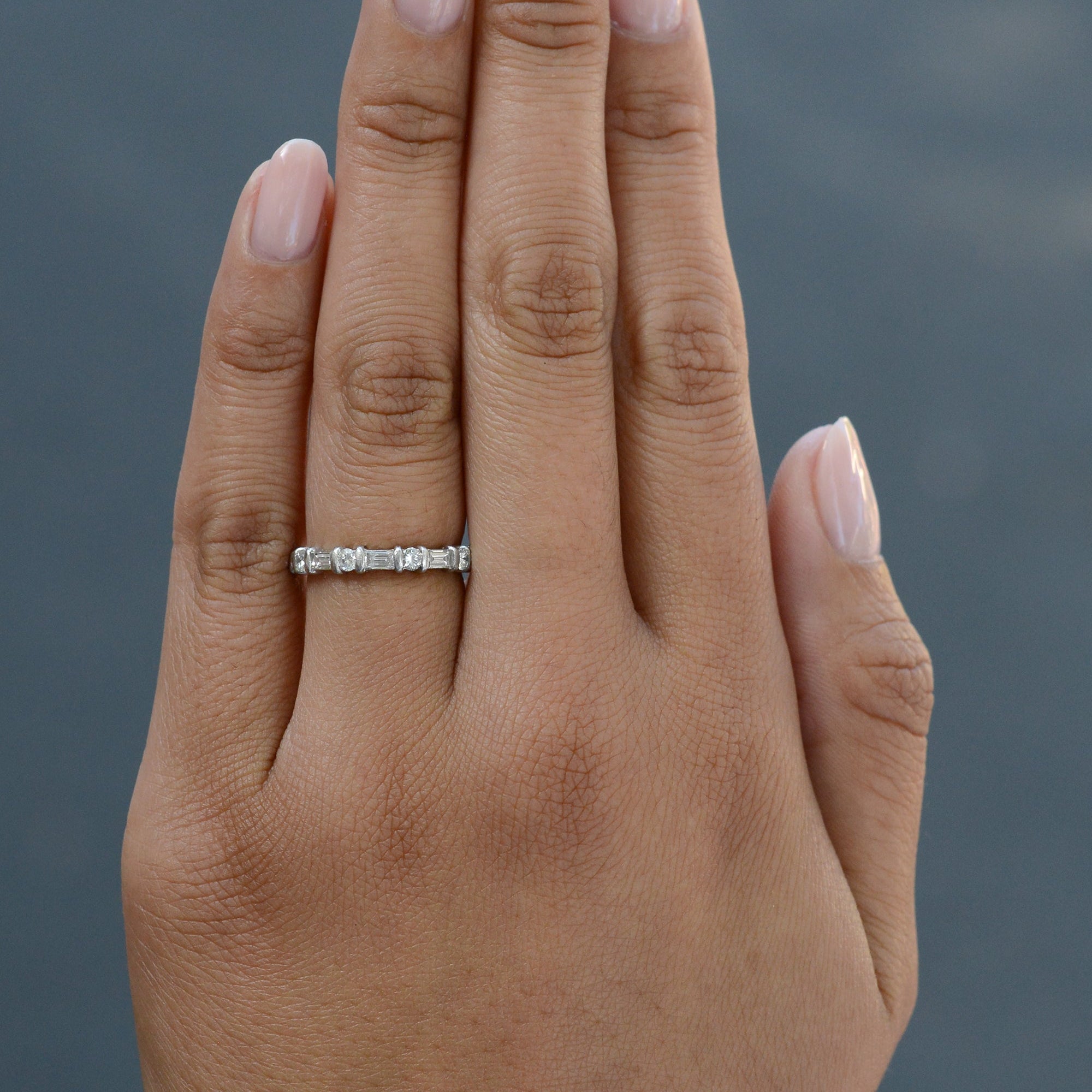 Platinum Baguette Diamond Eternity Band Size 5.25