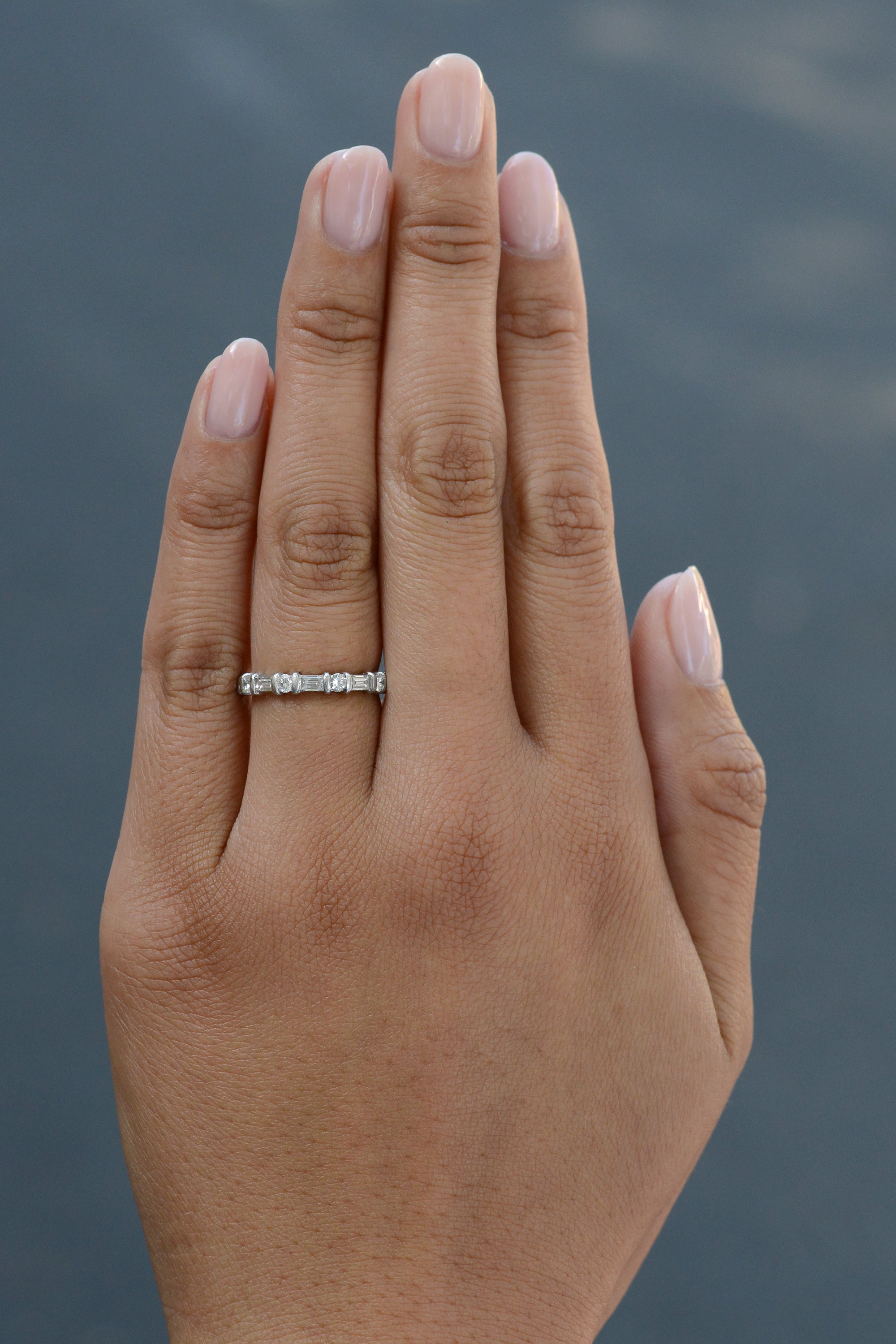 Platinum Baguette Diamond Eternity Band Size 5.25