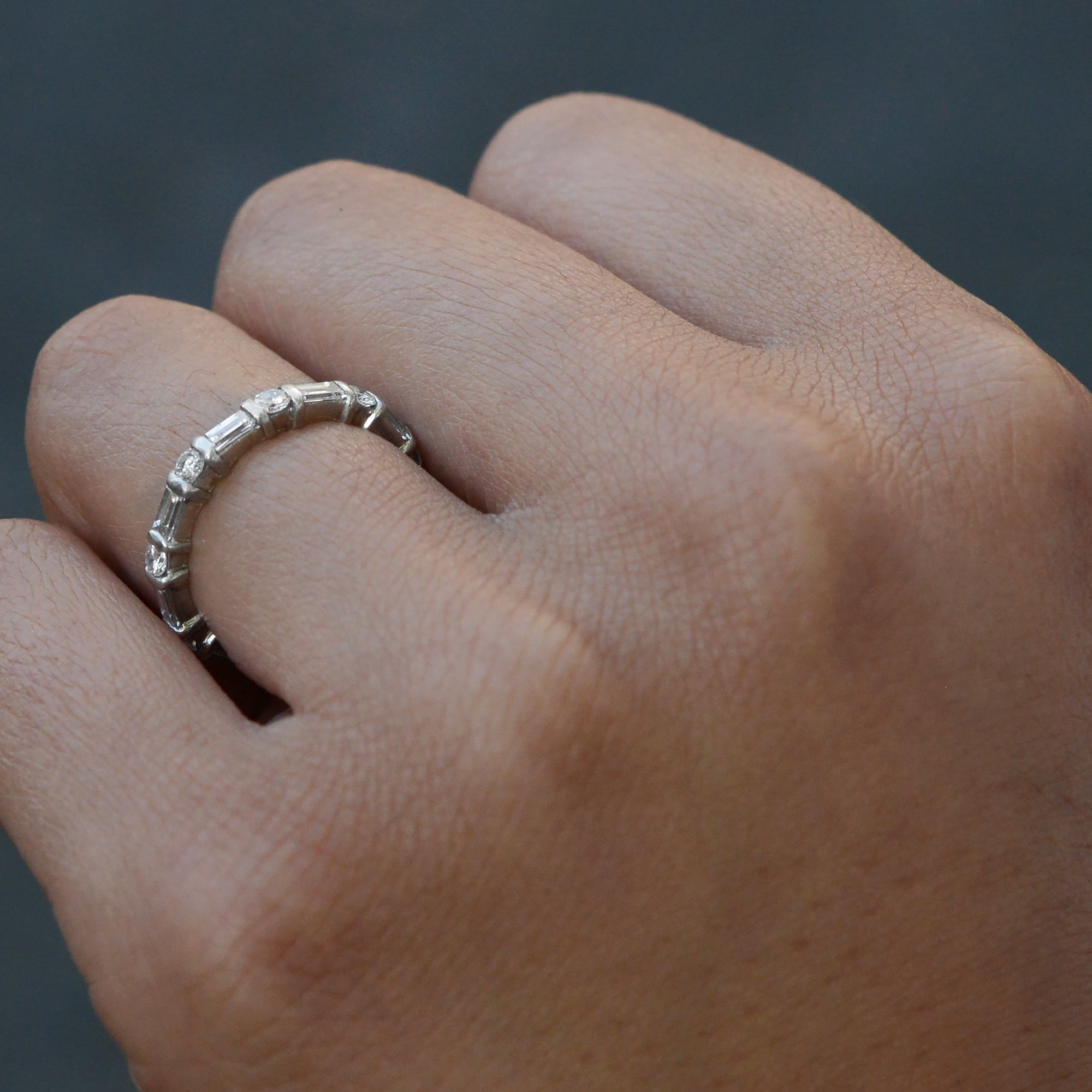 Platinum Baguette Diamond Eternity Band Size 5.25