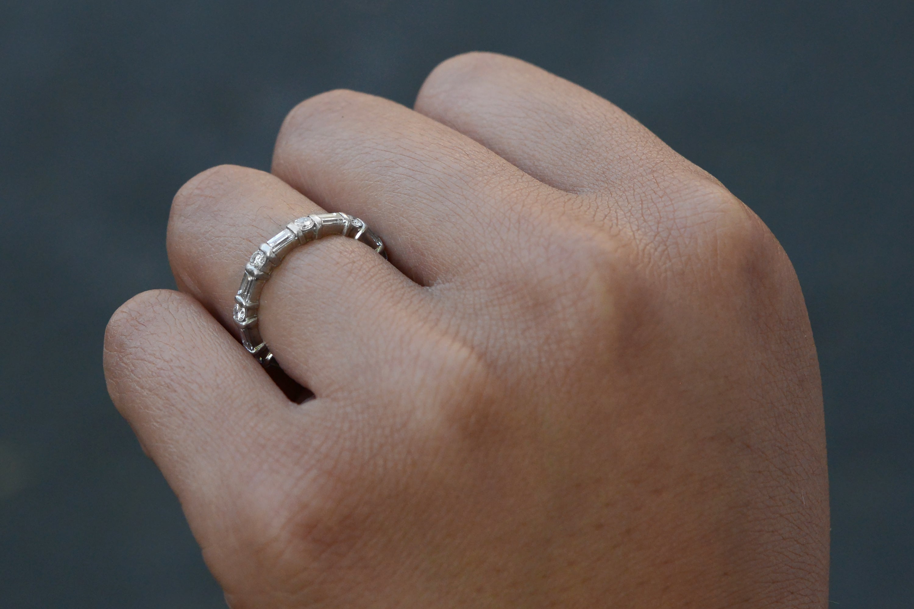 Platinum Baguette Diamond Eternity Band Size 5.25