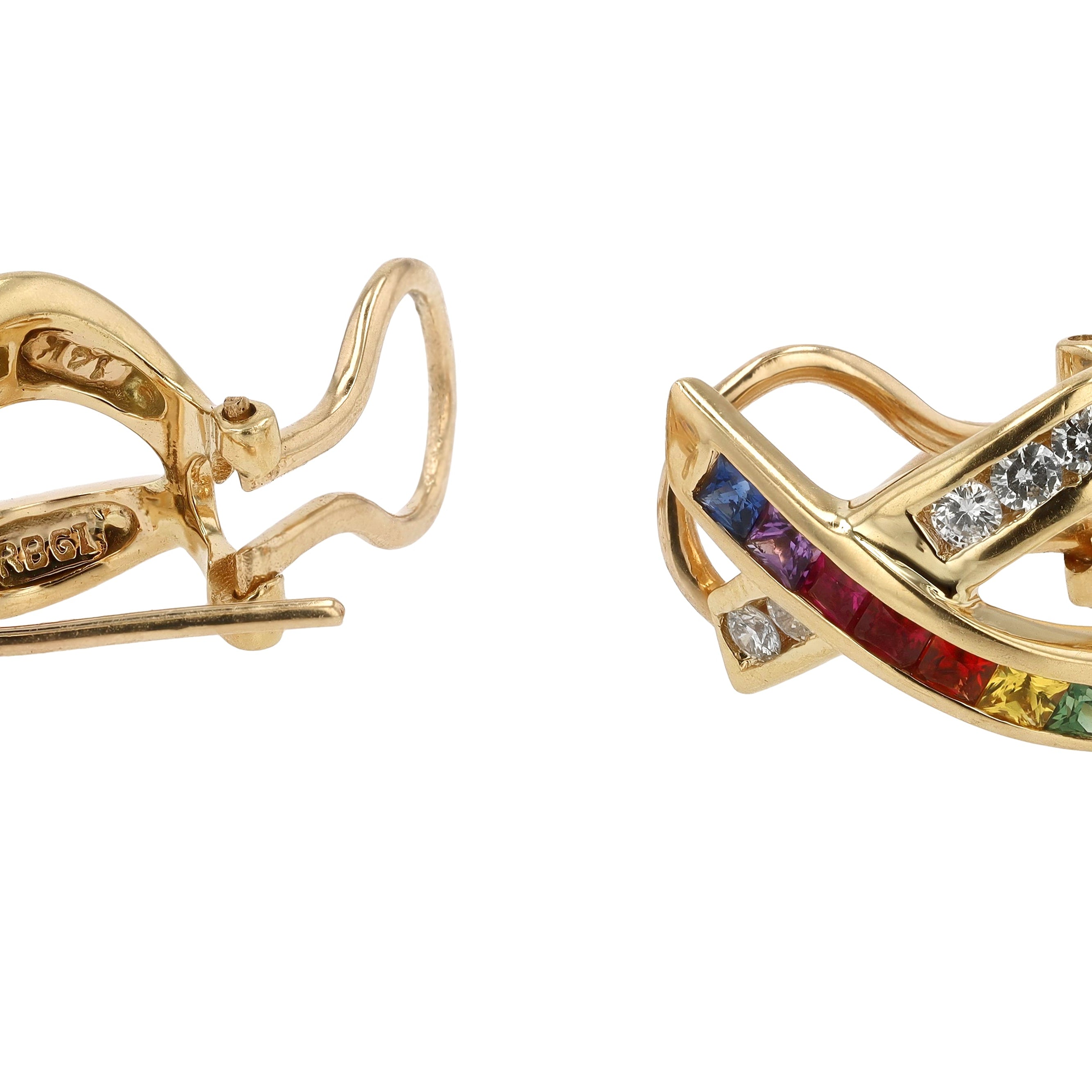 Rainbow Sapphire and Diamond X Earrings