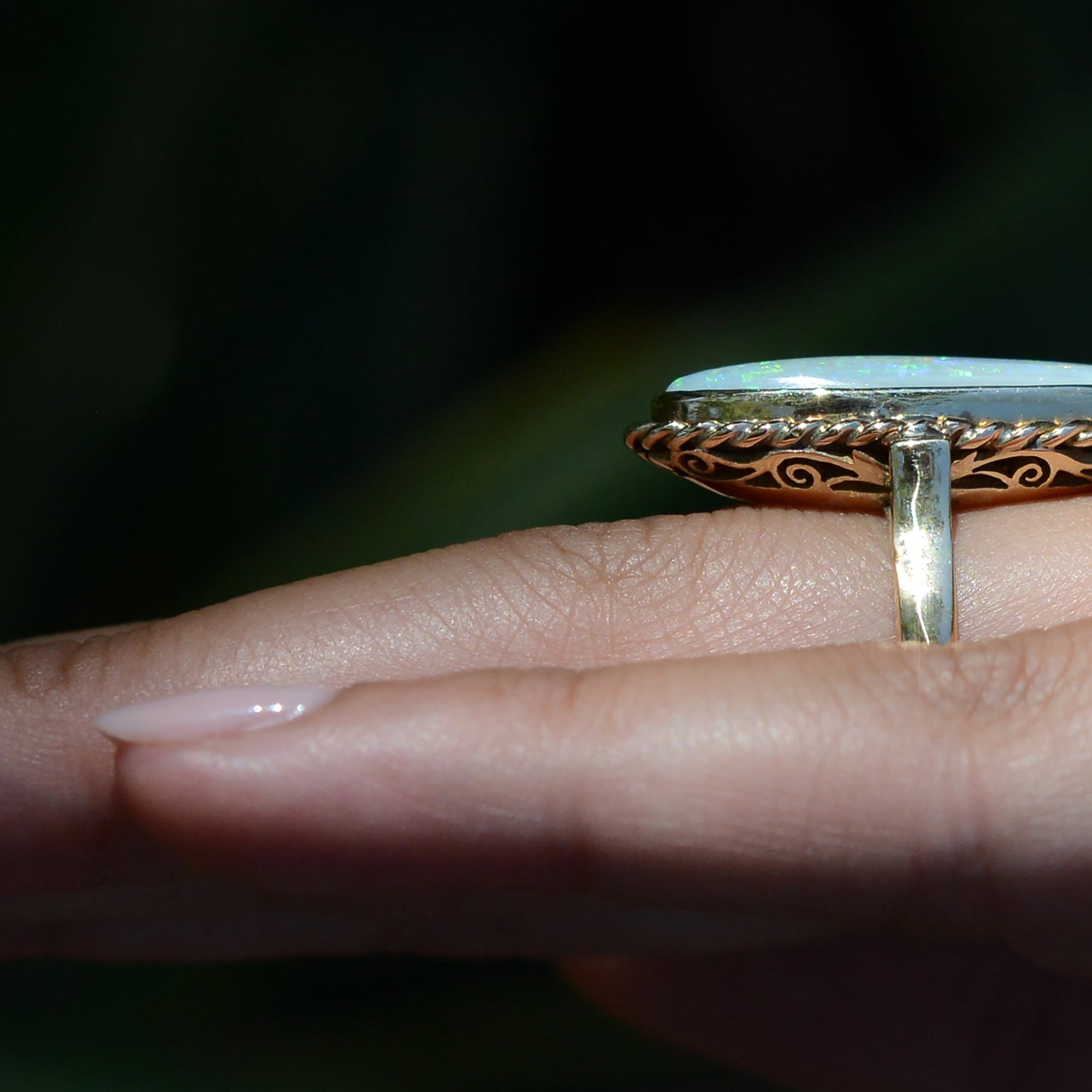 Retro 1930s 5.71 Carat Opal Long Cocktail Ring