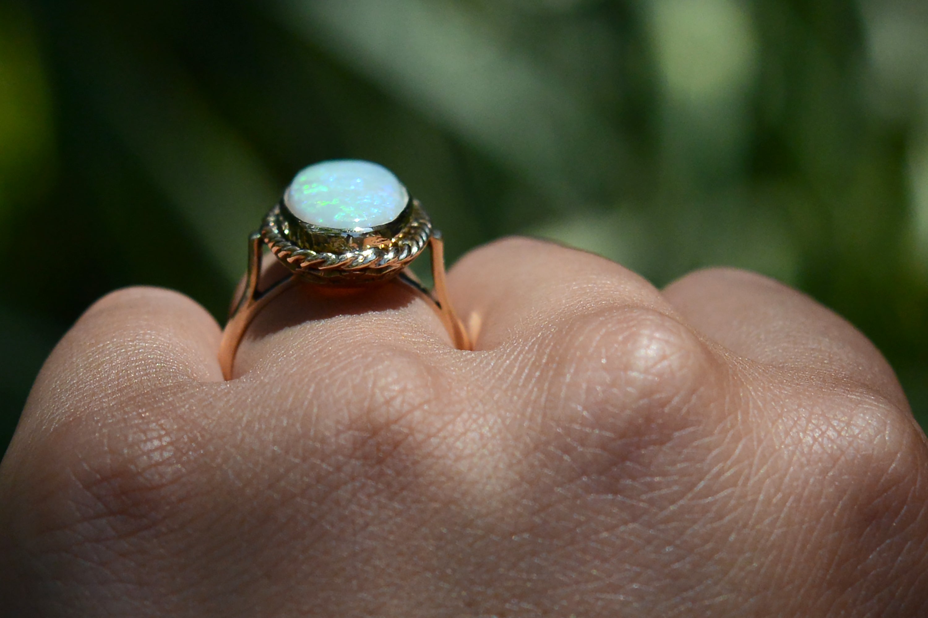 Retro 1930s 5.71 Carat Opal Long Cocktail Ring