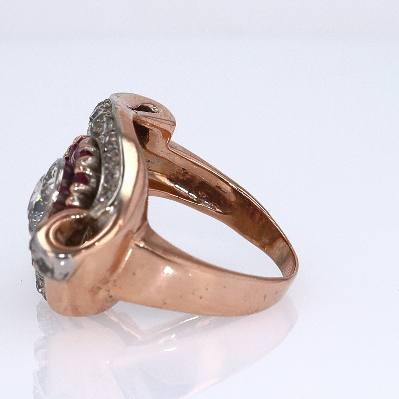 Retro 1940s Ruby & Diamond Cocktail Ring
