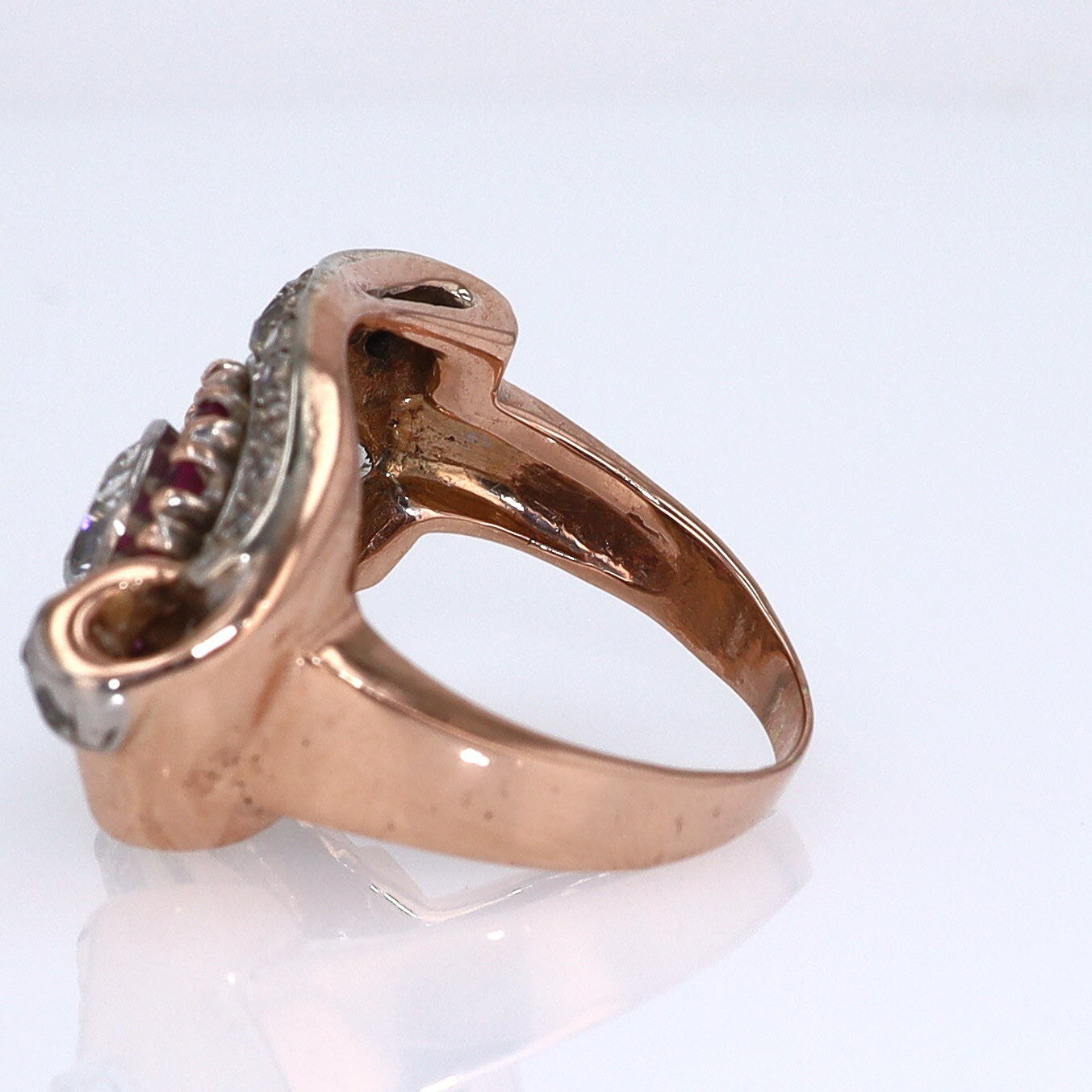 Retro 1940s Ruby & Diamond Cocktail Ring