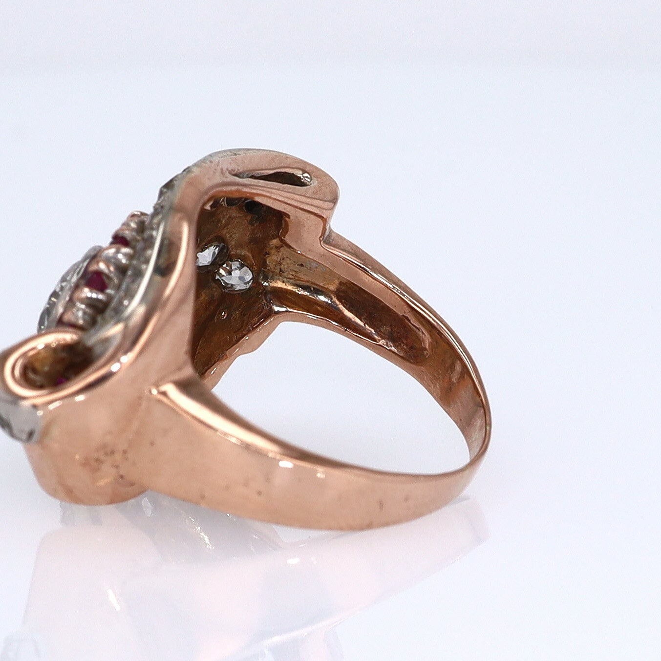 Retro 1940s Ruby & Diamond Cocktail Ring