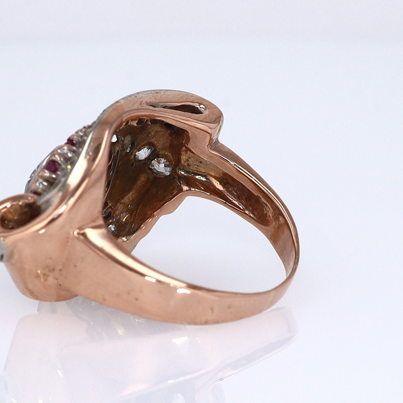 Retro 1940s Ruby & Diamond Cocktail Ring