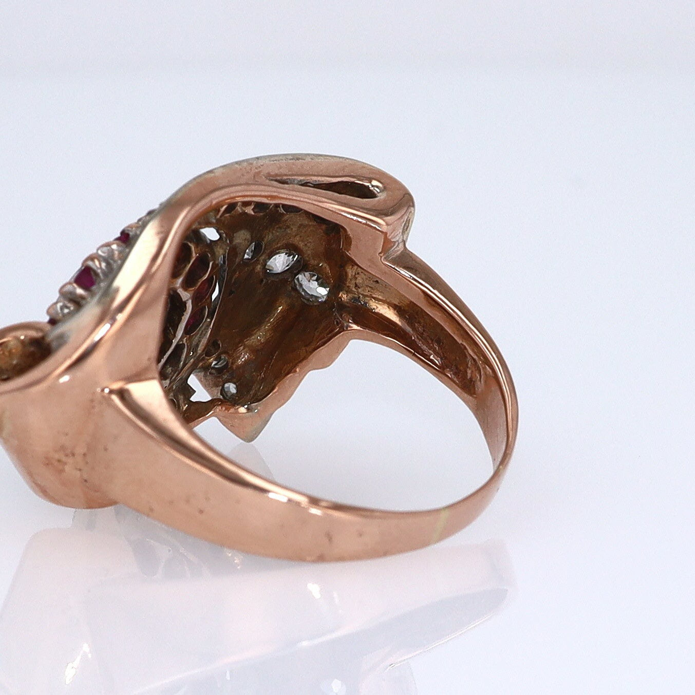 Retro 1940s Ruby & Diamond Cocktail Ring