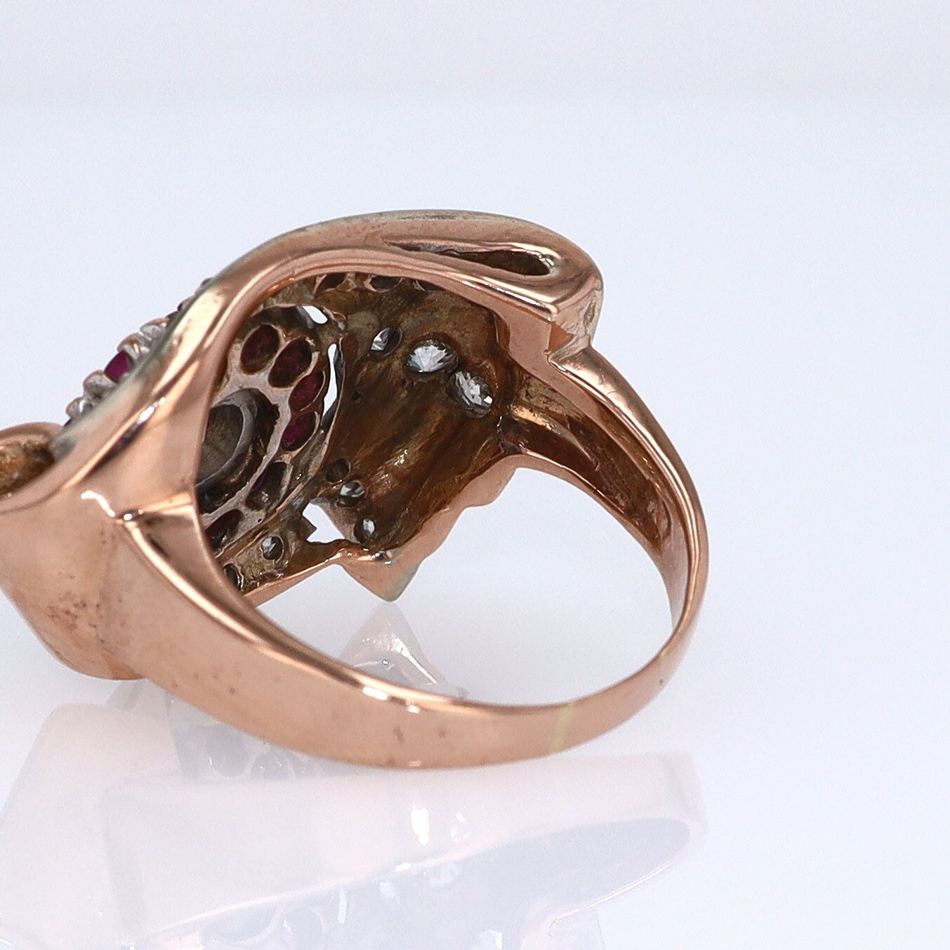 Retro 1940s Ruby & Diamond Cocktail Ring