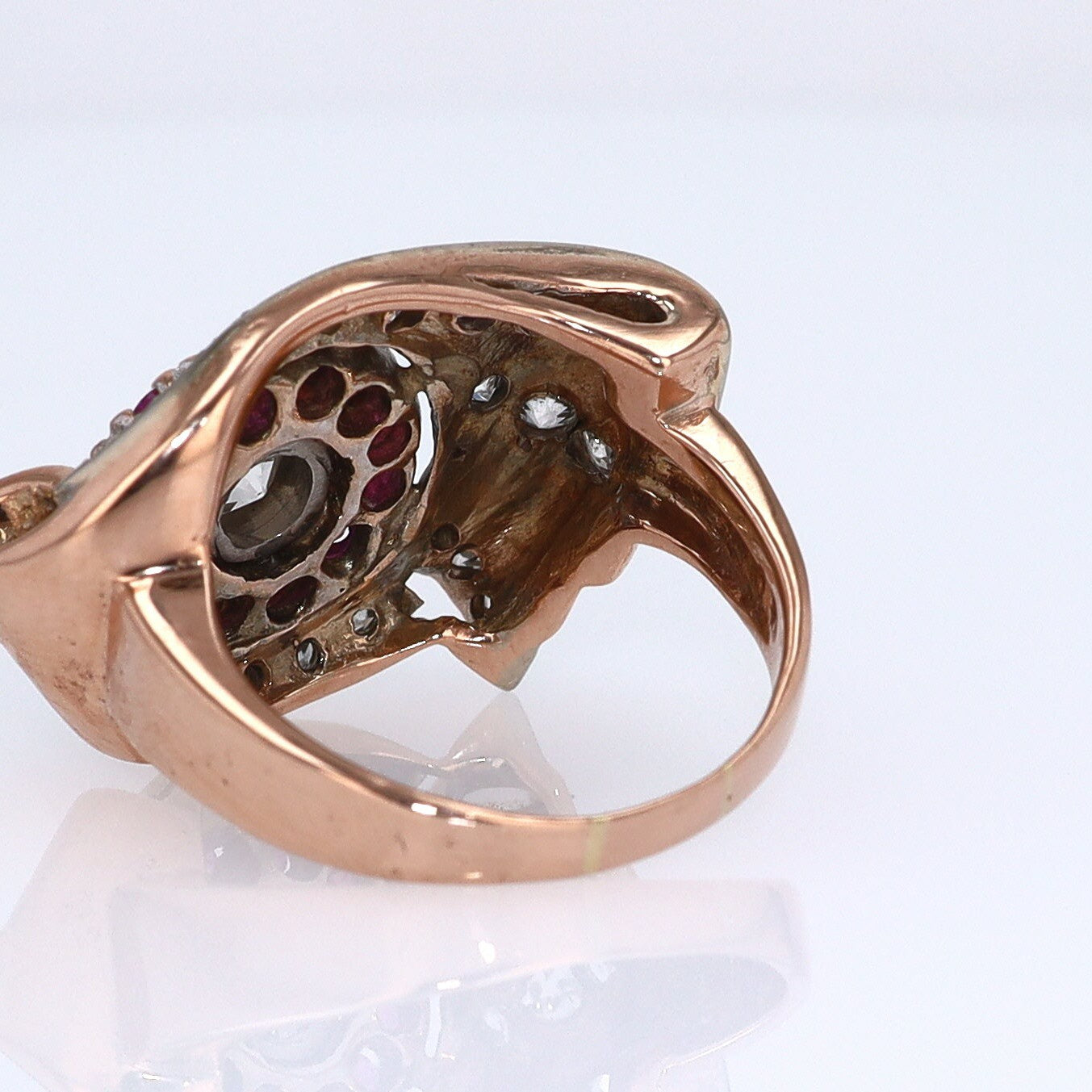 Retro 1940s Ruby & Diamond Cocktail Ring