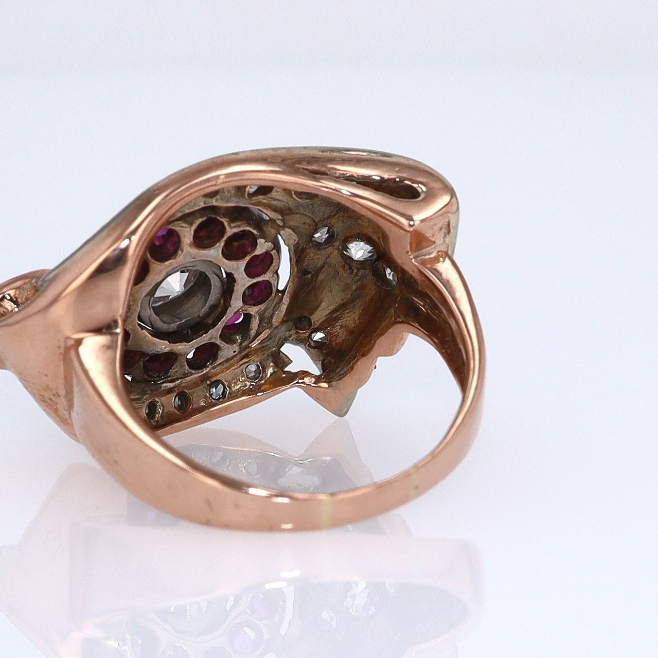 Retro 1940s Ruby & Diamond Cocktail Ring