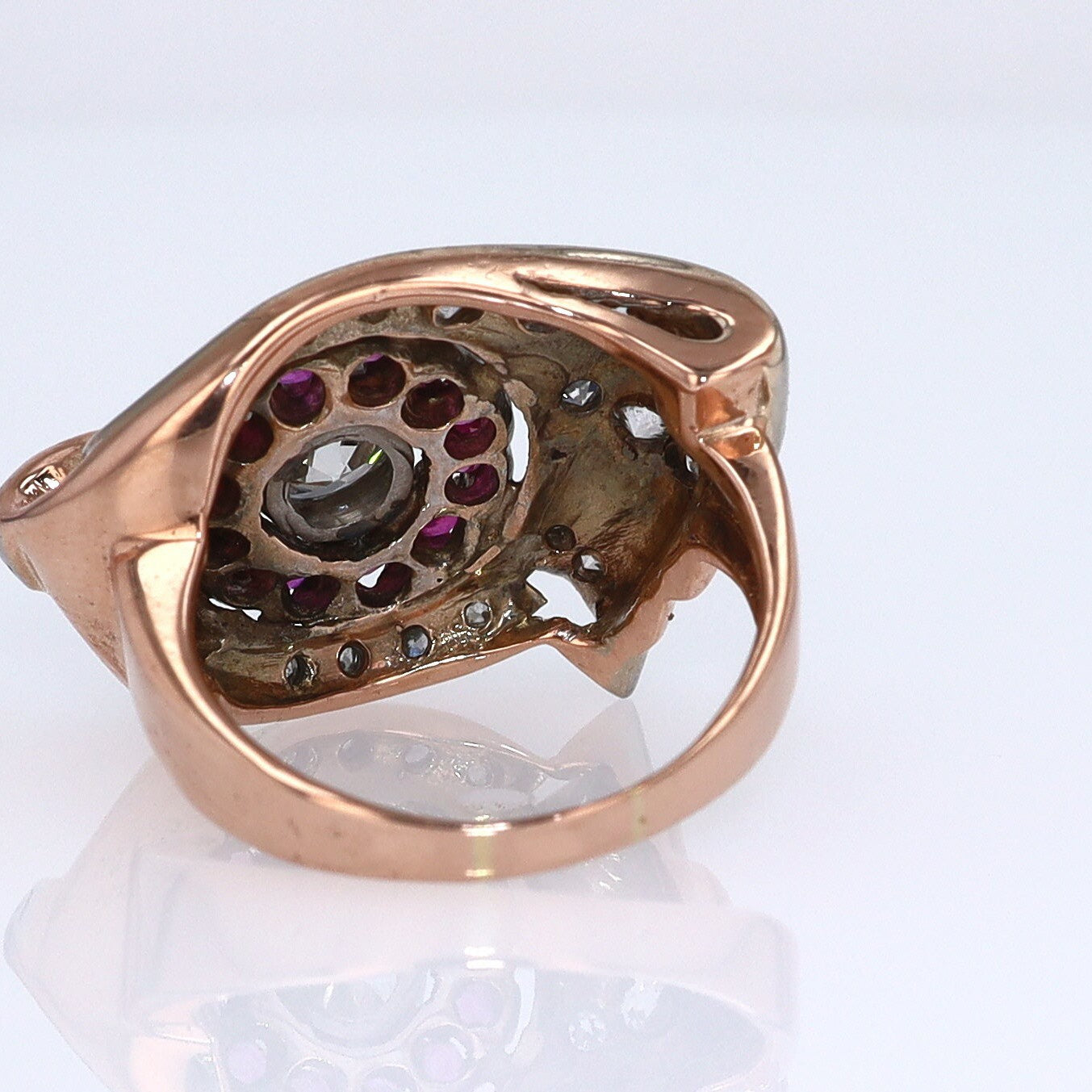 Retro 1940s Ruby & Diamond Cocktail Ring