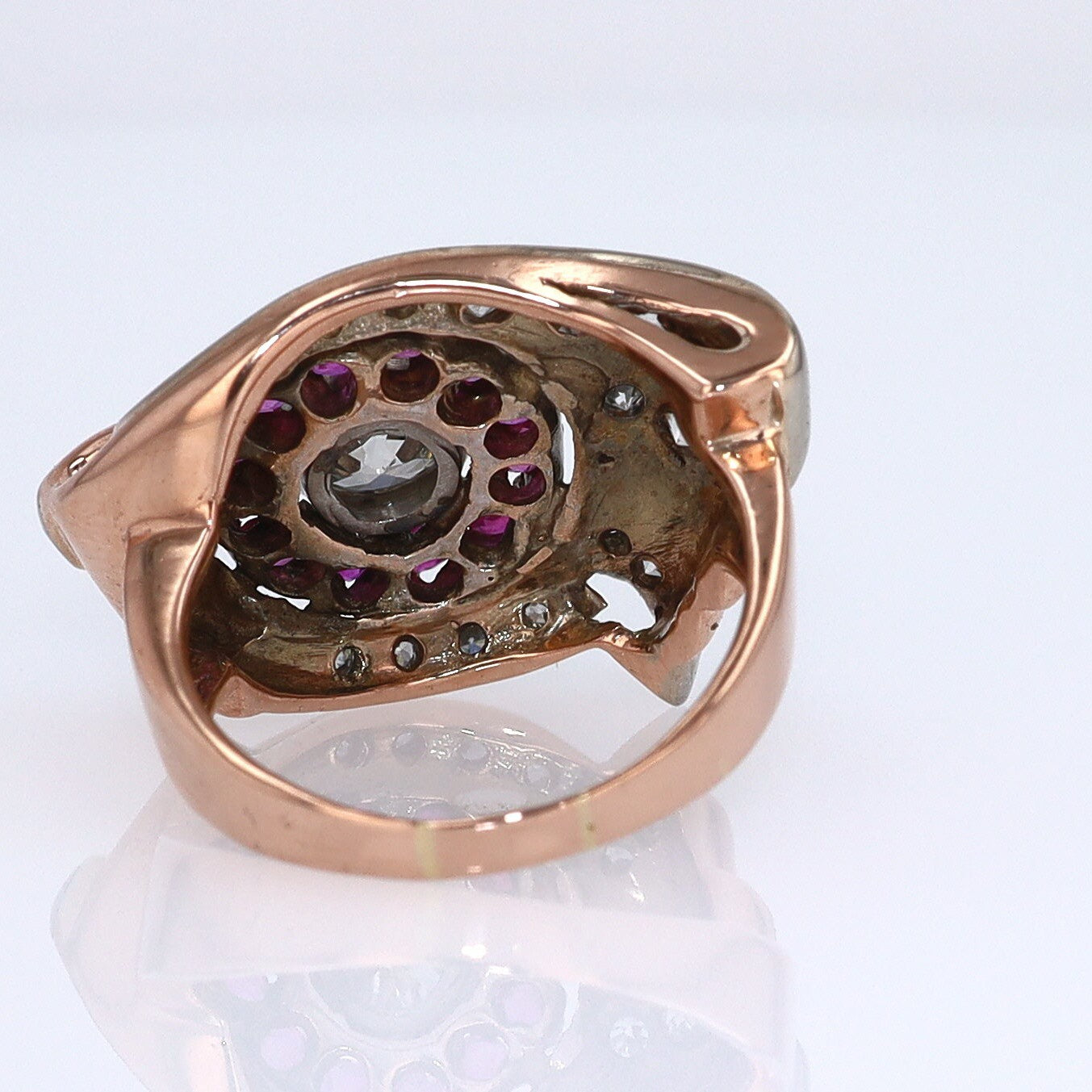 Retro 1940s Ruby & Diamond Cocktail Ring