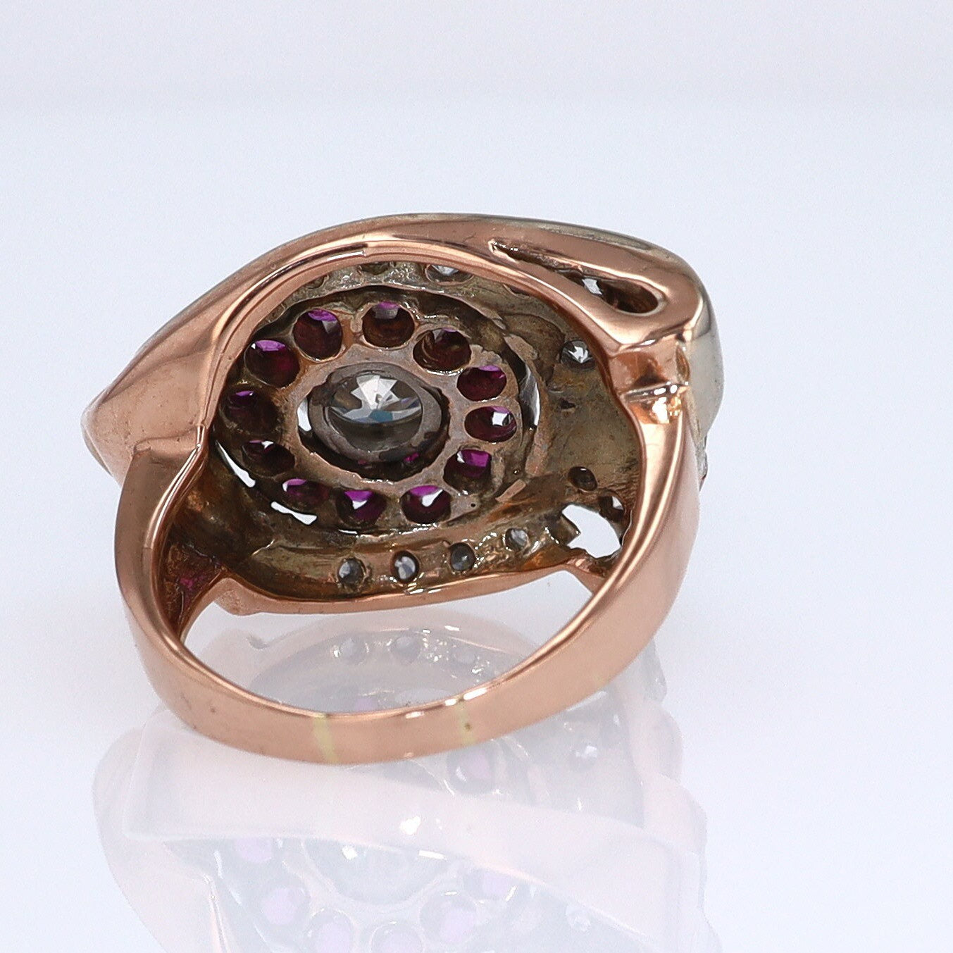 Retro 1940s Ruby & Diamond Cocktail Ring