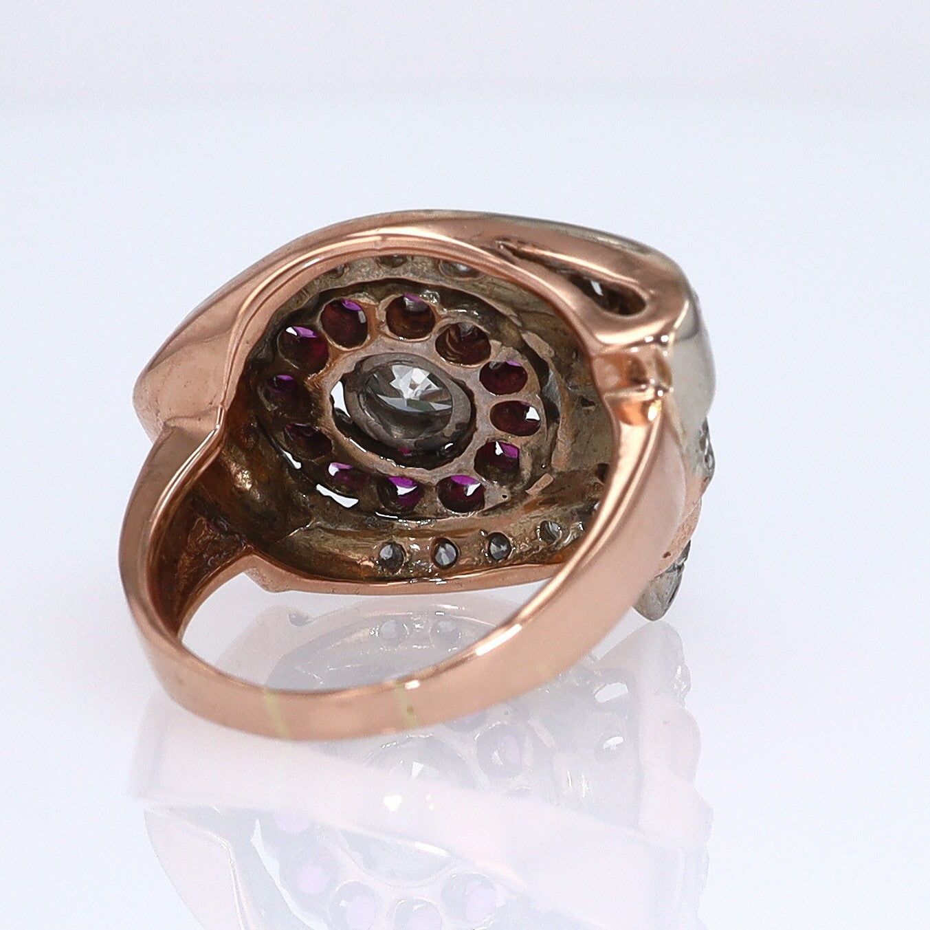 Retro 1940s Ruby & Diamond Cocktail Ring