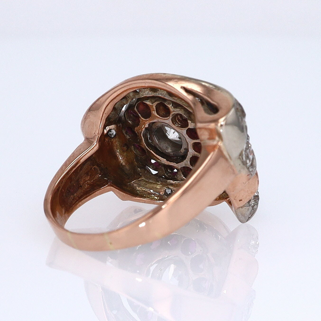 Retro 1940s Ruby & Diamond Cocktail Ring