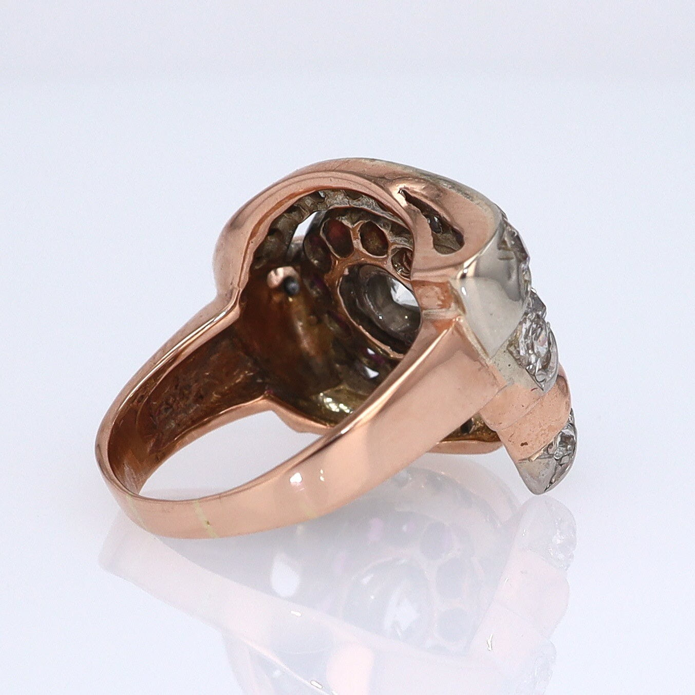 Retro 1940s Ruby & Diamond Cocktail Ring